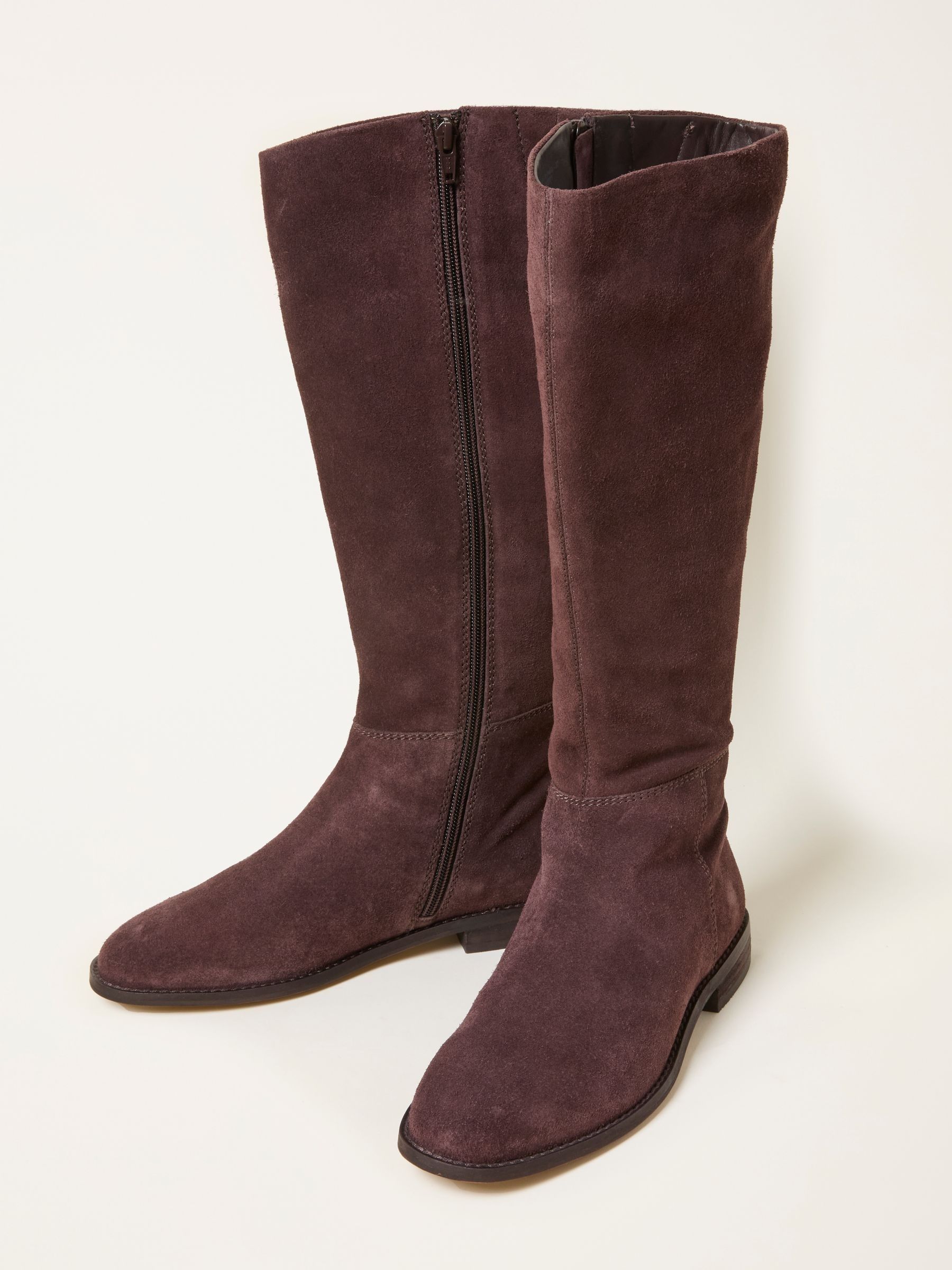 Chocolate Brown Knee High Suede Boot - Image 3 of 3