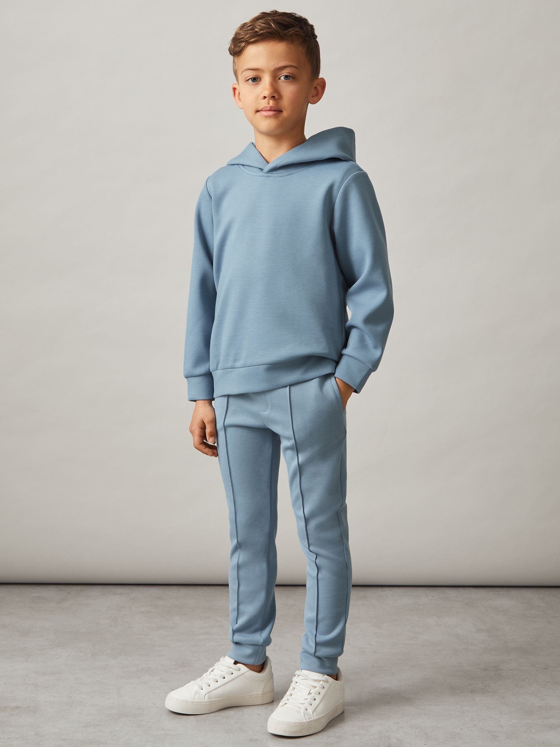 3-9 yrs Interlock Jersey Hoodie in Soft Denim Blue - Image 1 of 4