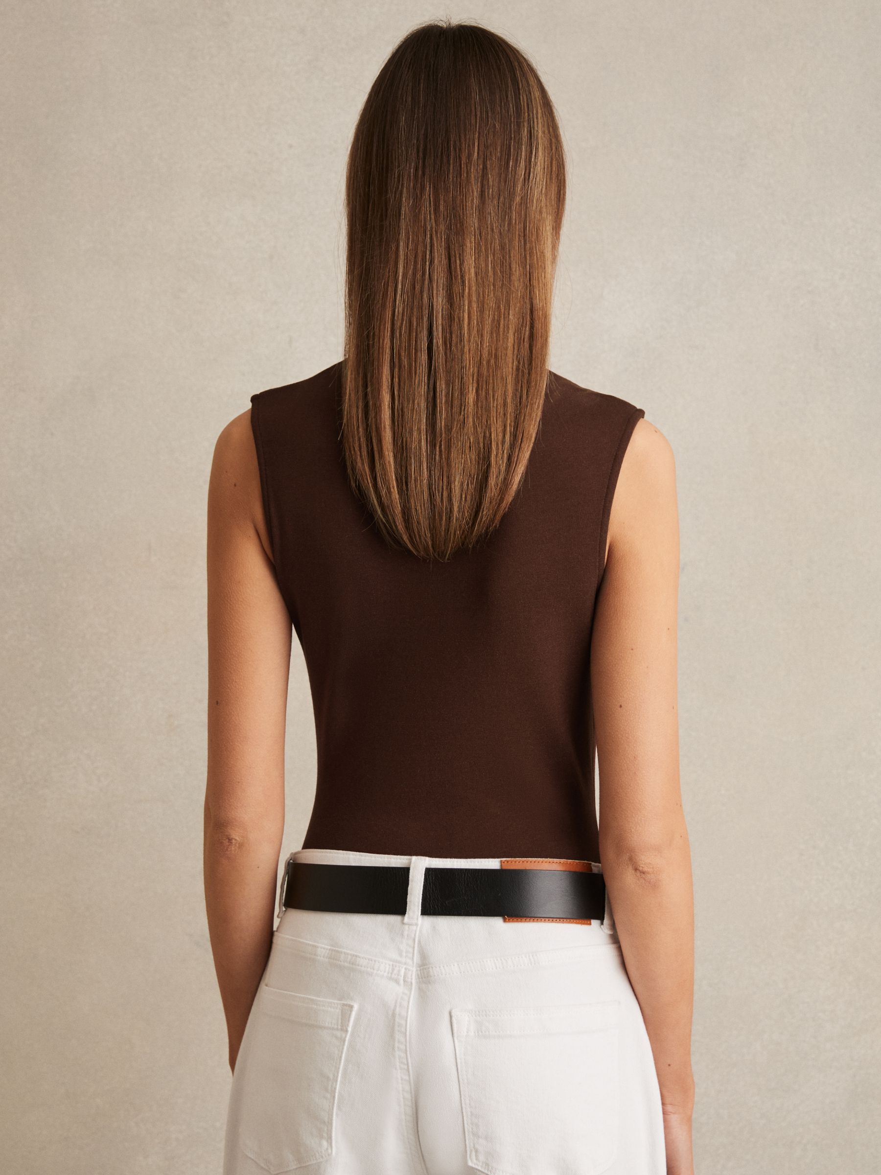 Knot Detail Jersey Bodysuit in Chocolate Brown - image 5