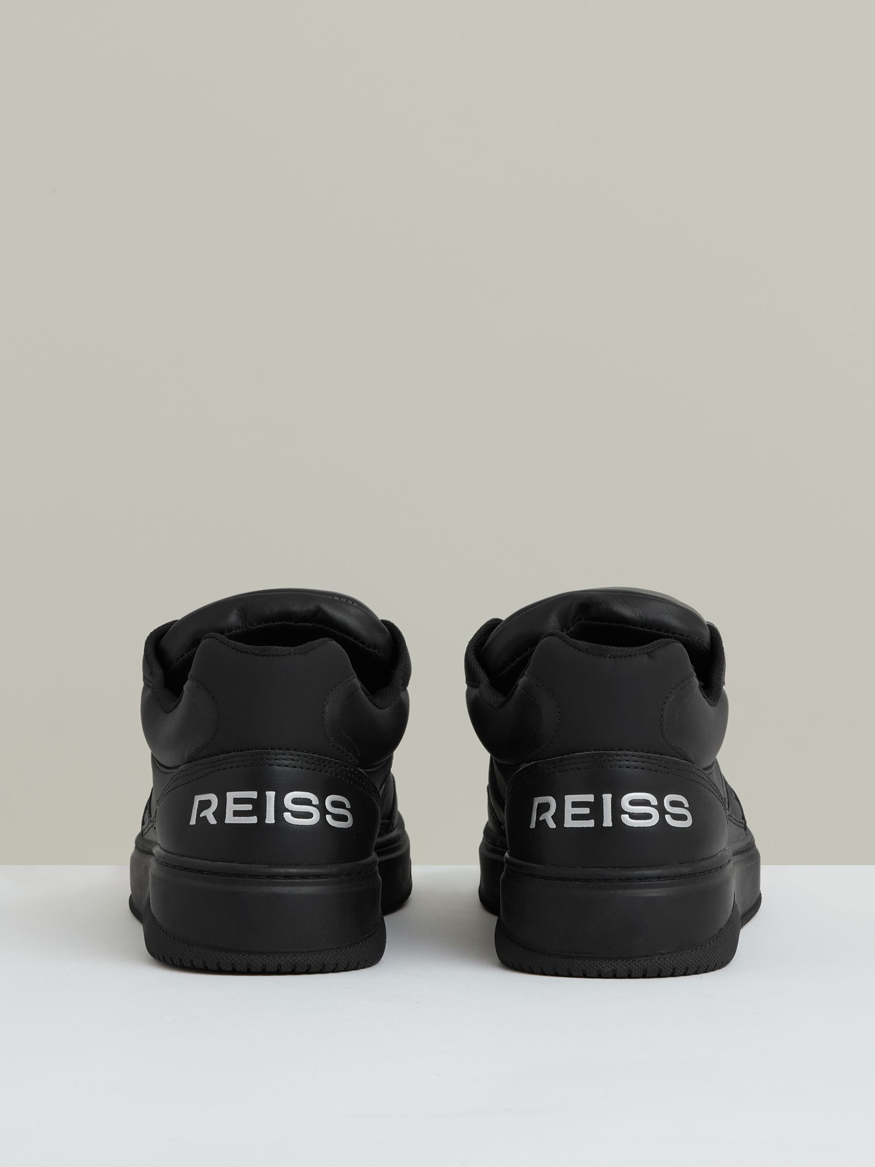 Panelled Leather Trainers in All Black - Image 5 of 6