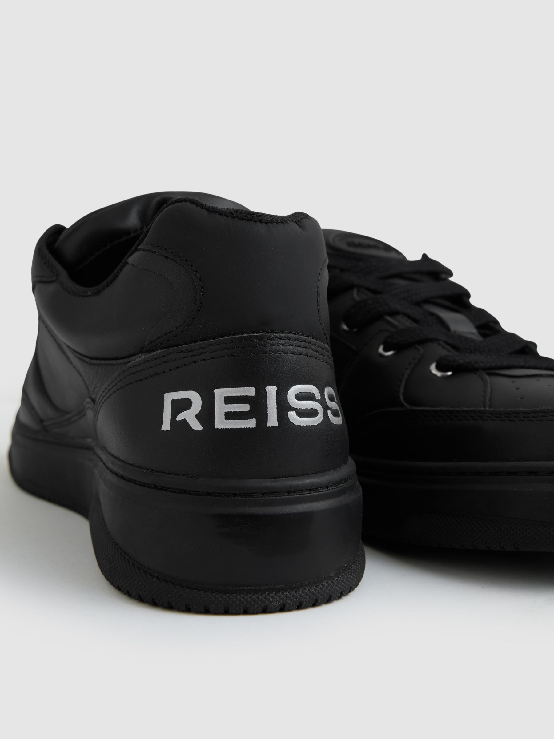 Panelled Leather Trainers in All Black - Image 6 of 6