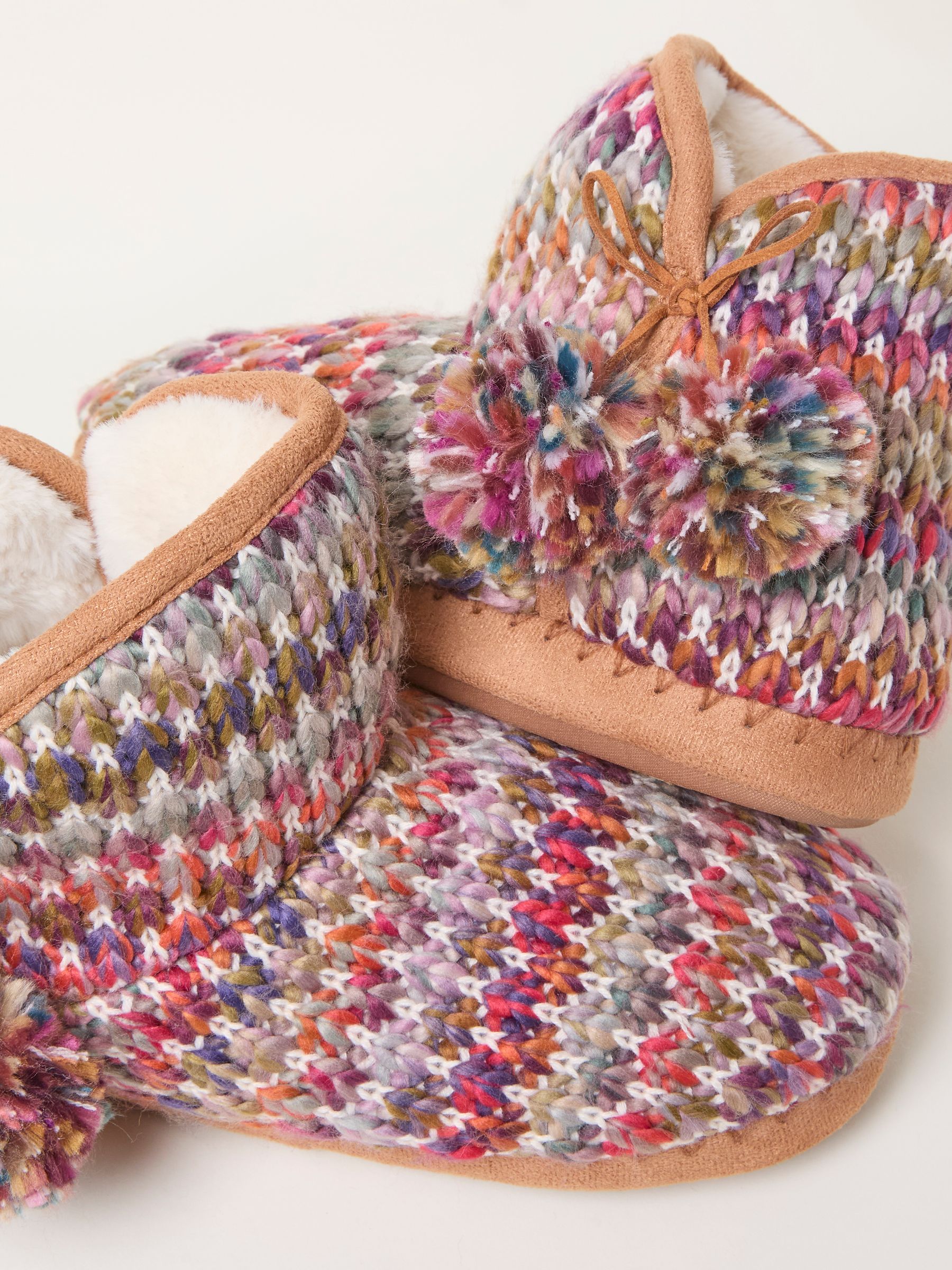 Sara Pink Knit Boot Slipper - Image 2 of 3 Sara Pink Knit Boot Slipper - Image 2 of 3