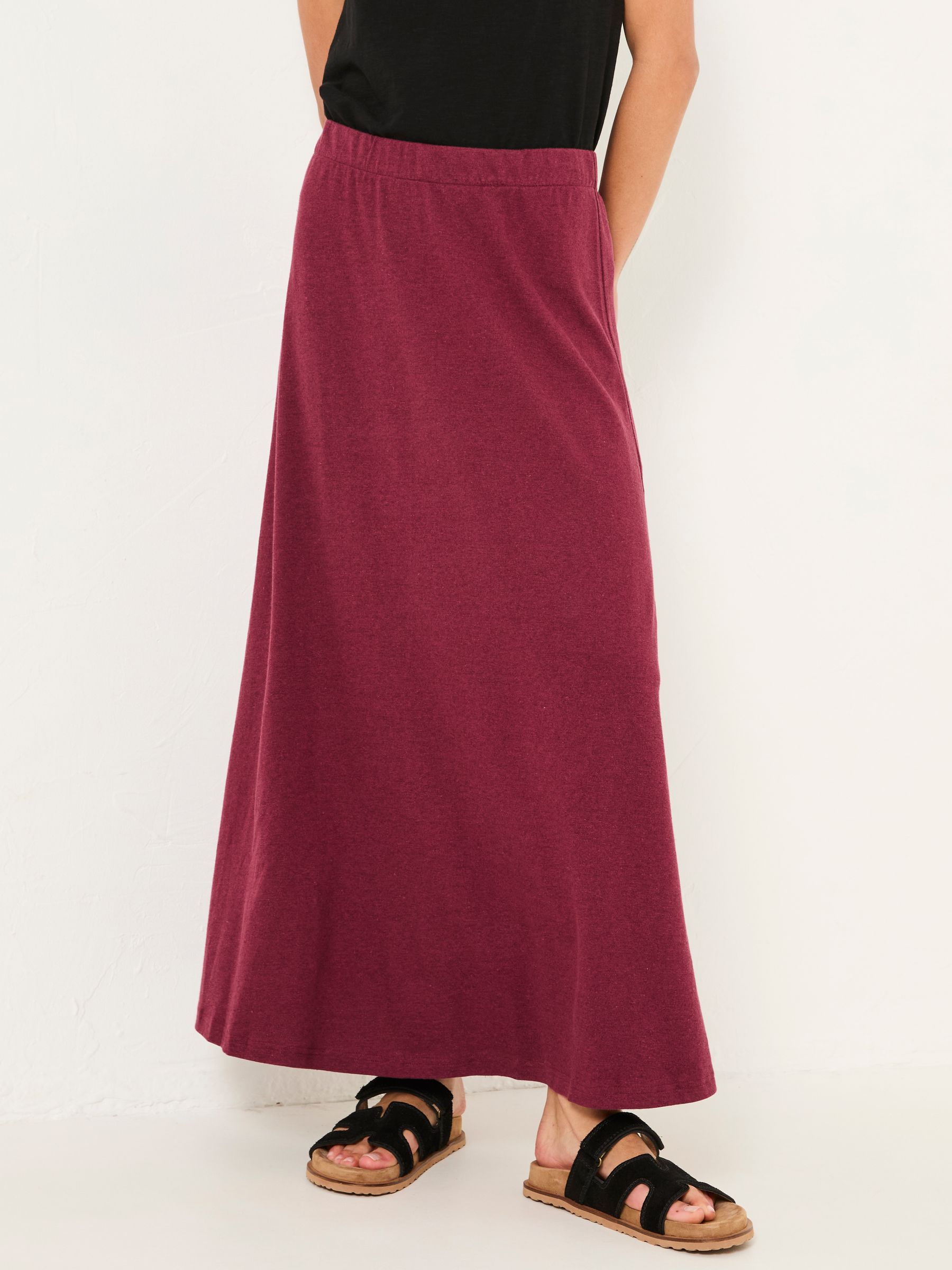 Kitty Burgundy Red Jersey Midi Skirt - Image 1 of 6