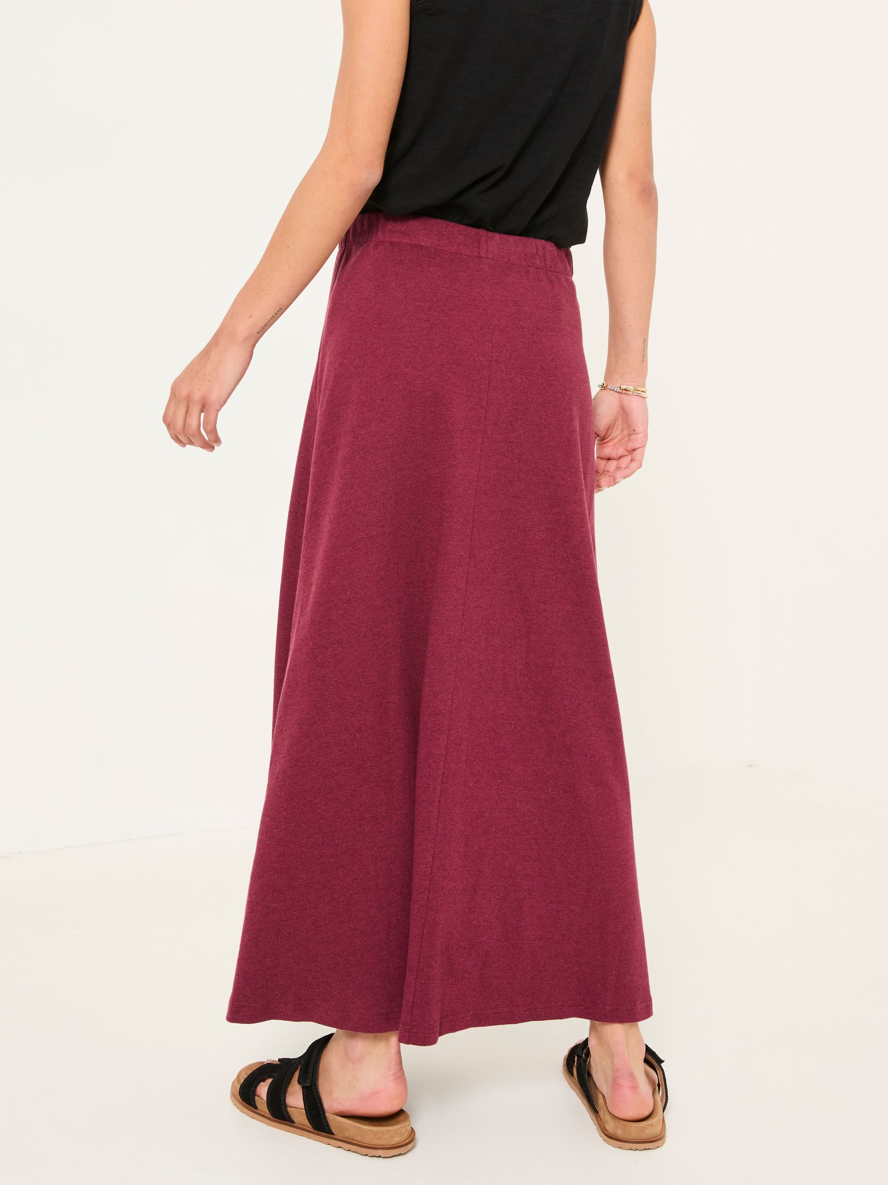 Kitty Burgundy Red Jersey Midi Skirt - Image 2 of 6