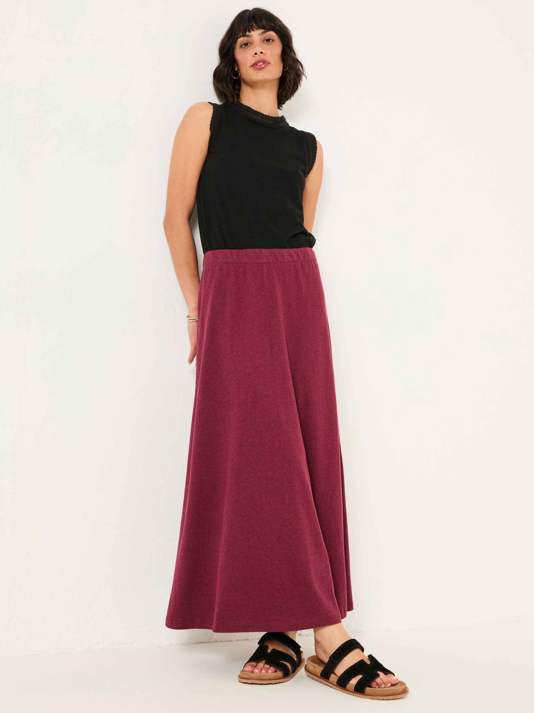 Kitty Burgundy Red Jersey Midi Skirt - Image 3 of 6