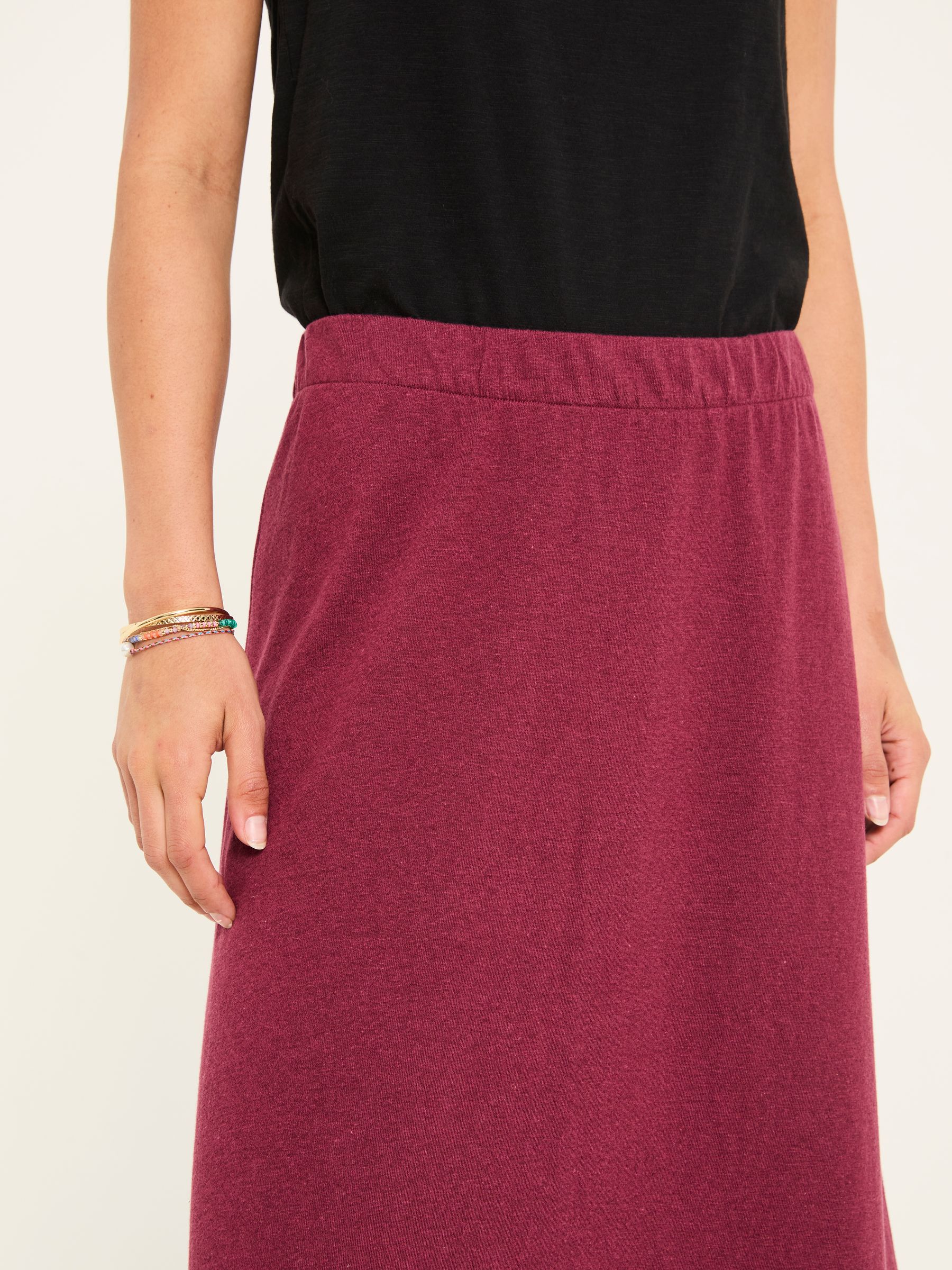 Kitty Burgundy Red Jersey Midi Skirt - Image 5 of 6