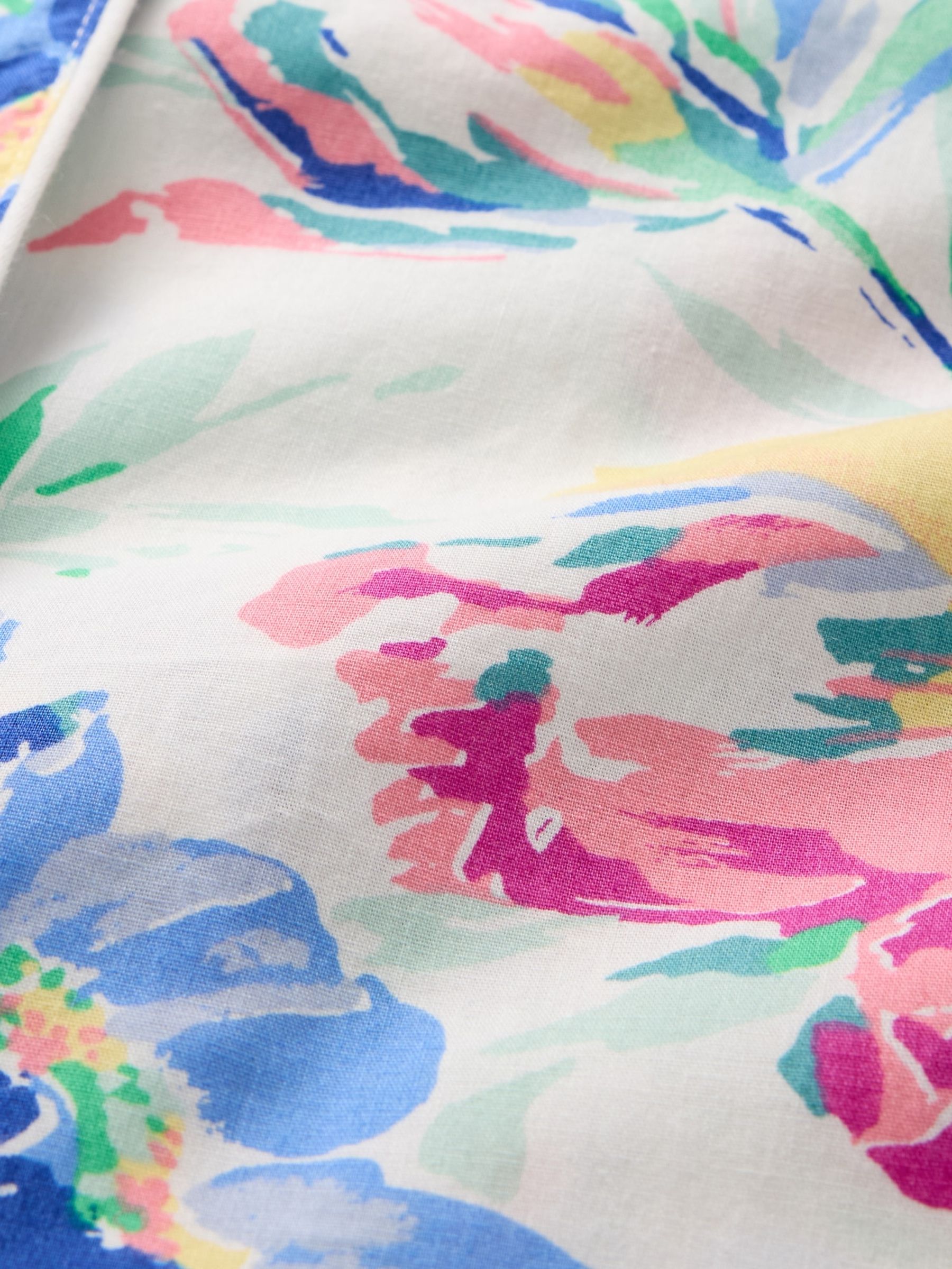 White/Blue Floral Short Sleeve Poplin Pyjama Shirt - Image 4 of 4