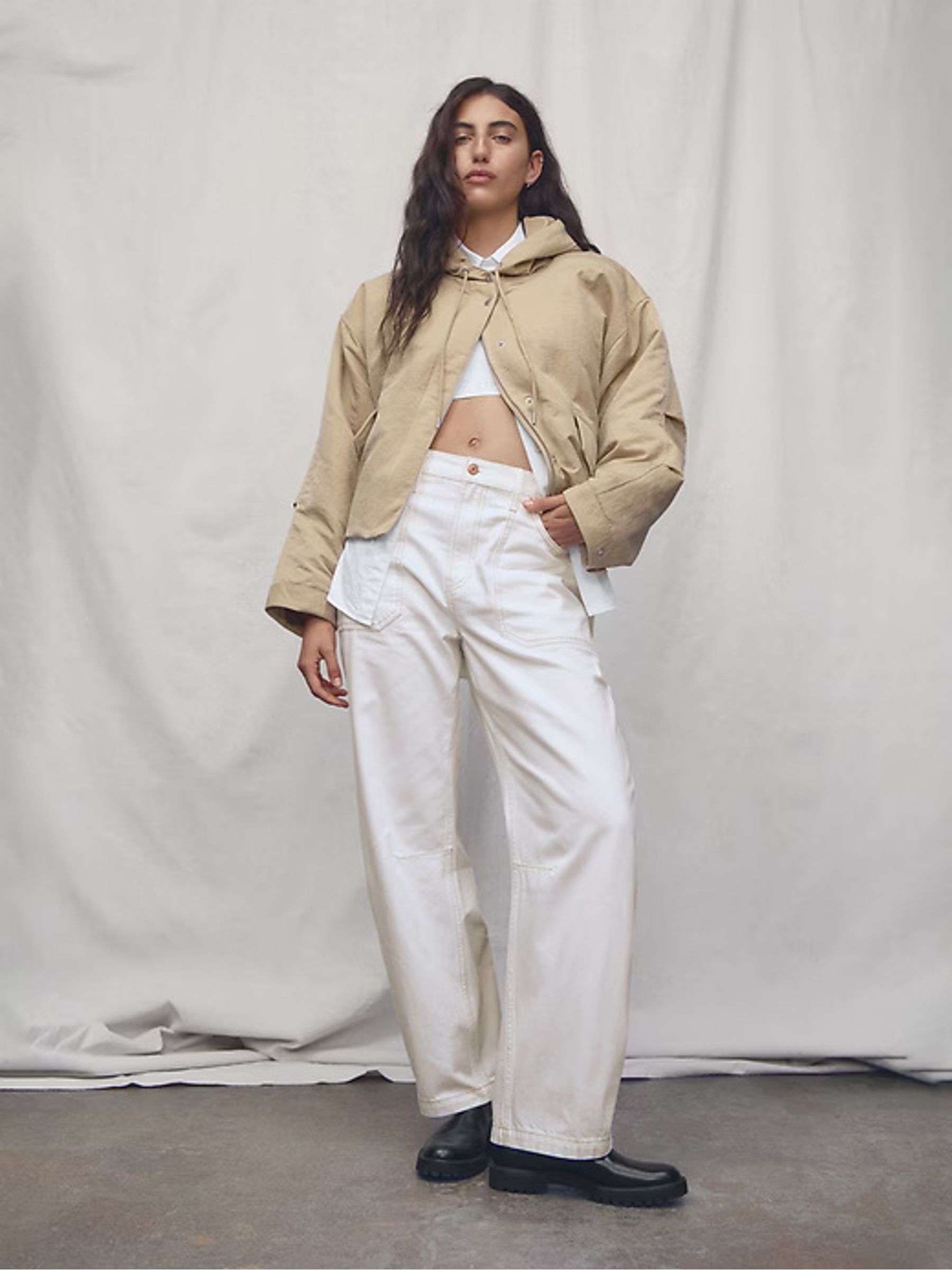 White High Waisted Barrel Carpenter Jeans - Image 1 of 9