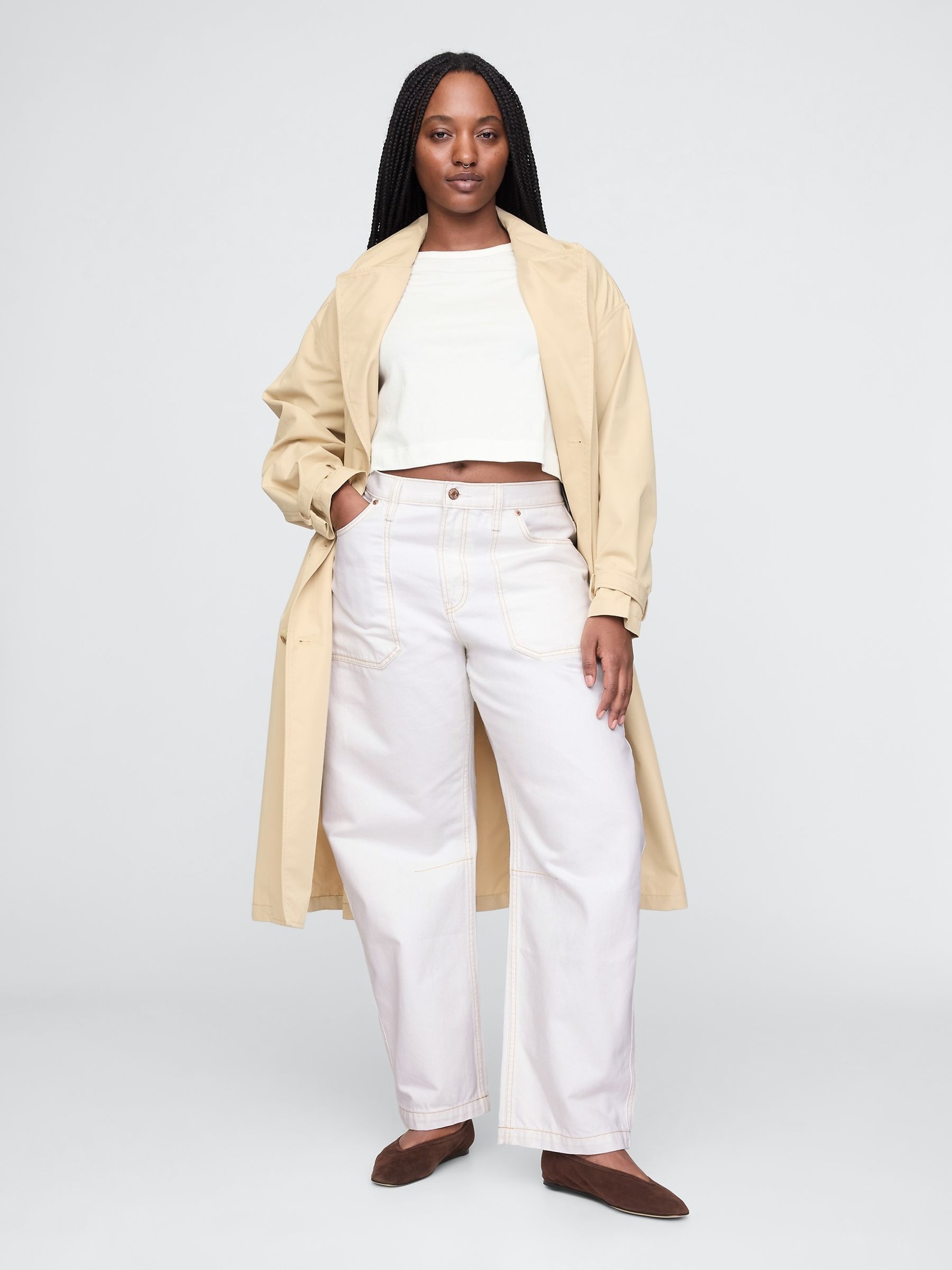 White High Waisted Barrel Carpenter Jeans - Image 3 of 9