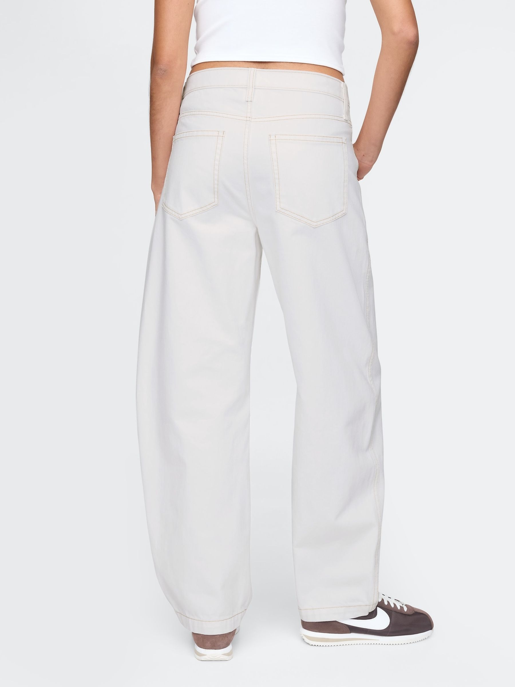White High Waisted Barrel Carpenter Jeans - Image 5 of 9