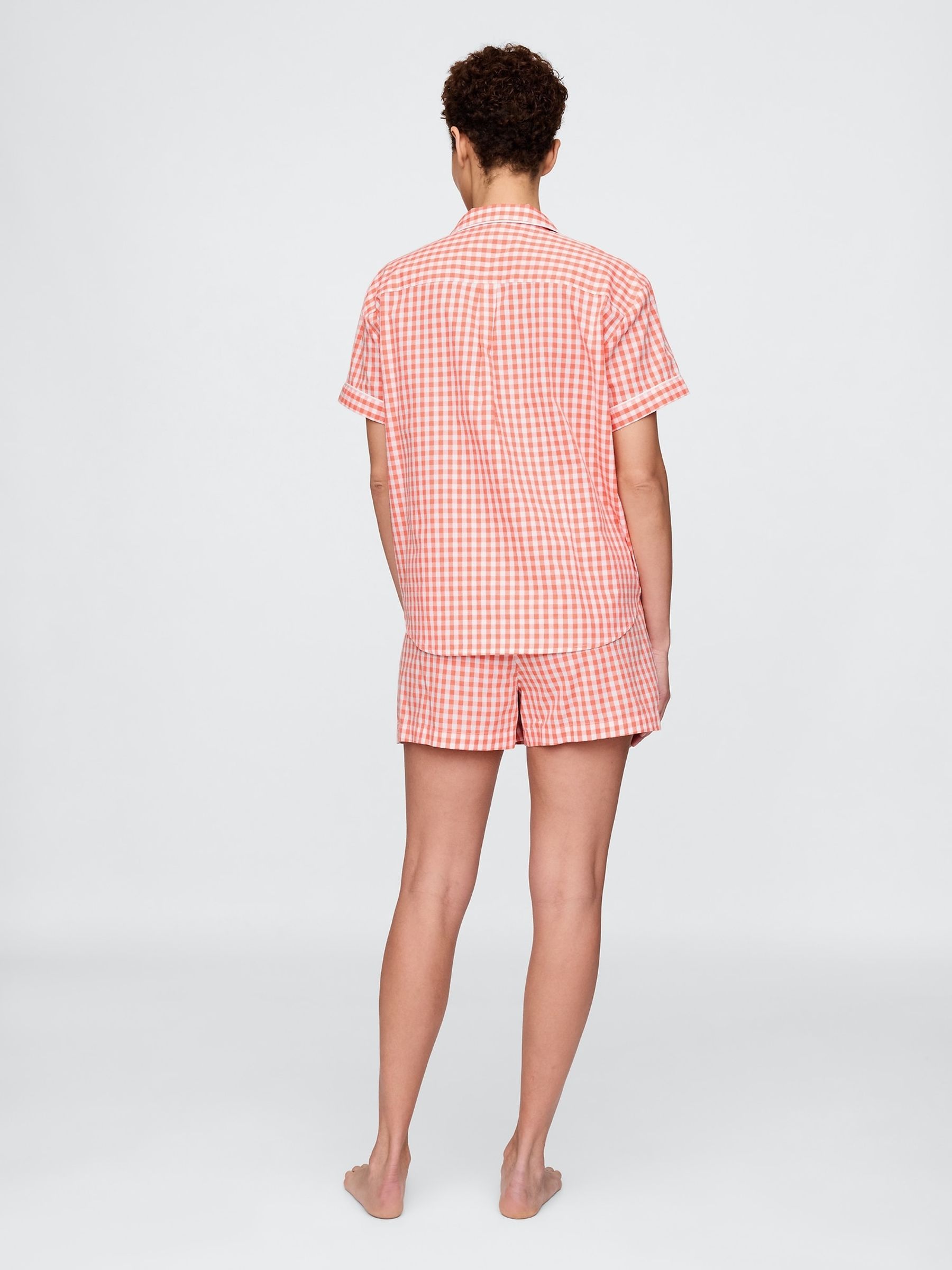 Red Cotton Poplin Gingham Short Pyjama Bottoms - Image 2 of 4