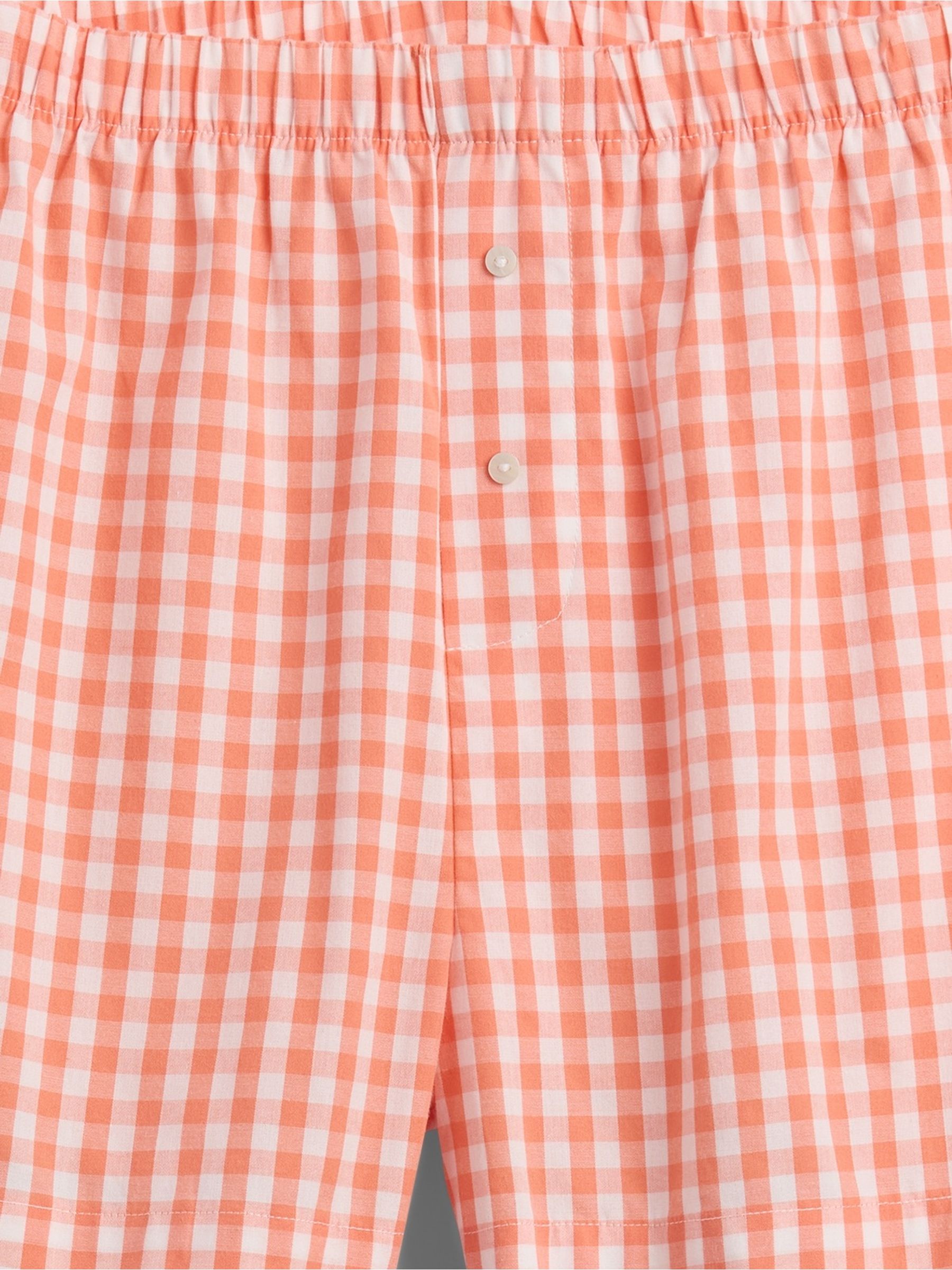 Red Cotton Poplin Gingham Short Pyjama Bottoms - Image 4 of 4
