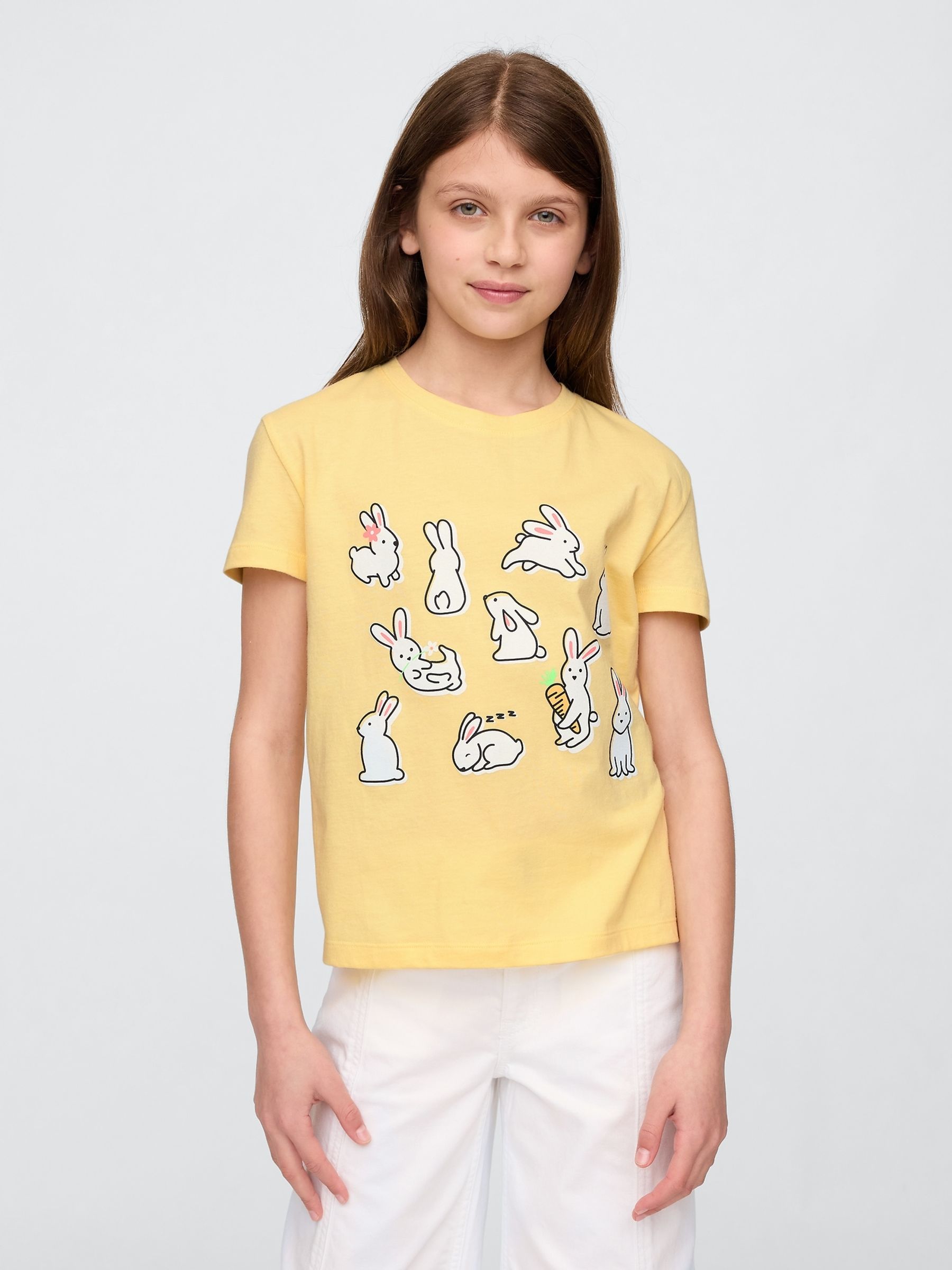 Yellow Rabbit Short Sleeve Crew Neck Graphic T-Shirt (4-13yrs) - Image 1 of 4