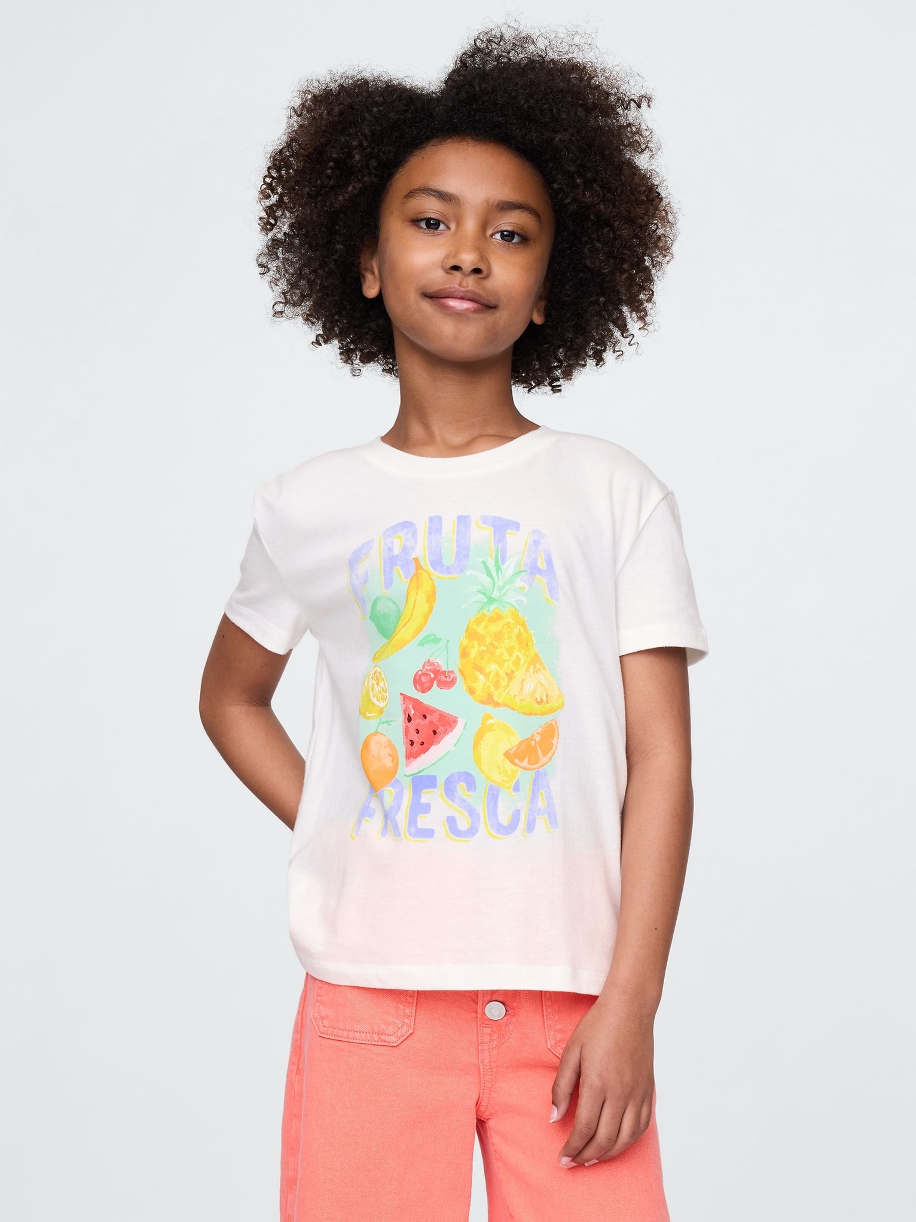 White Fruit Short Sleeve Crew Neck Graphic T-Shirt (4-13yrs) - Image 1 of 3