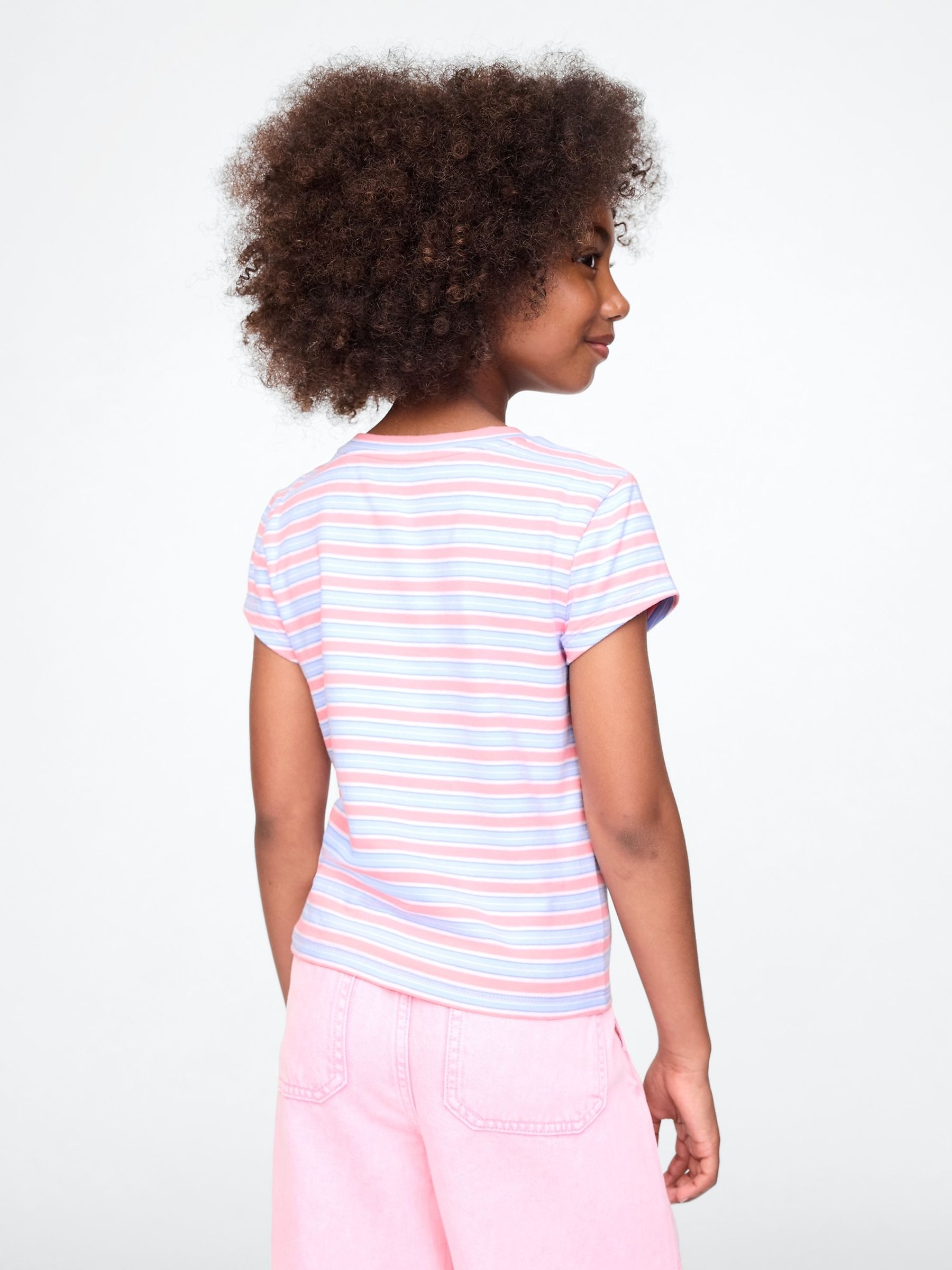 Pink Stripe Crew Neck T-Shirt (4-13yrs) - Image 2 of 4