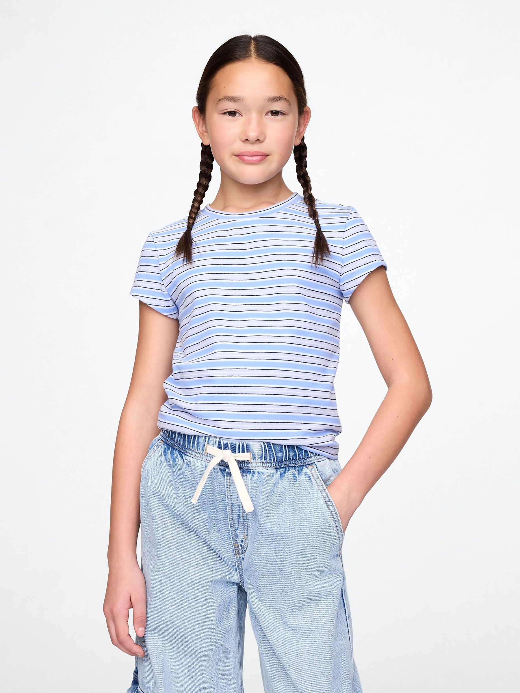 Blue Stripe Crew Neck T-Shirt (4-13yrs) - Image 1 of 4