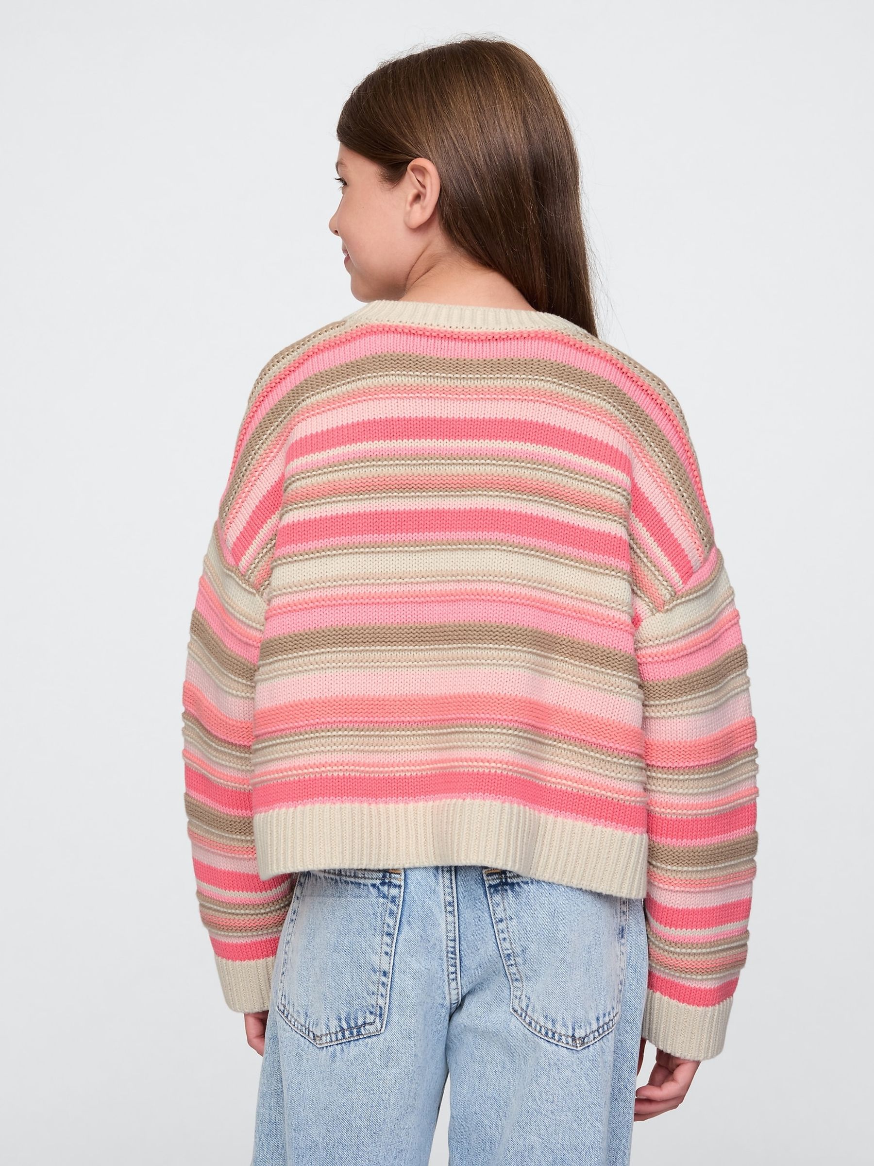 Pink Stripe Boxy Knit Jumper (4-13yrs) - Image 2 of 5