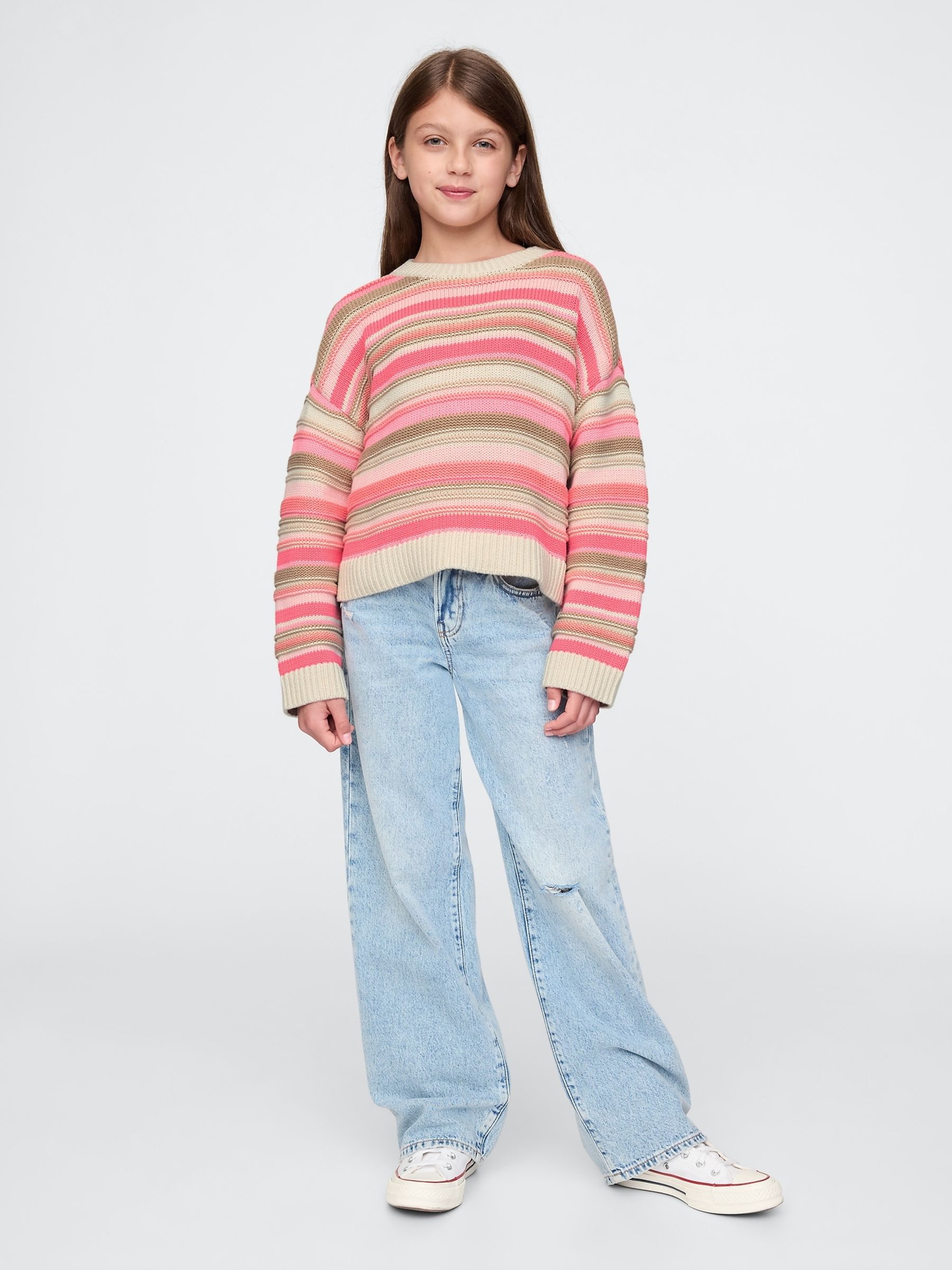 Pink Stripe Boxy Knit Jumper (4-13yrs) - Image 3 of 5
