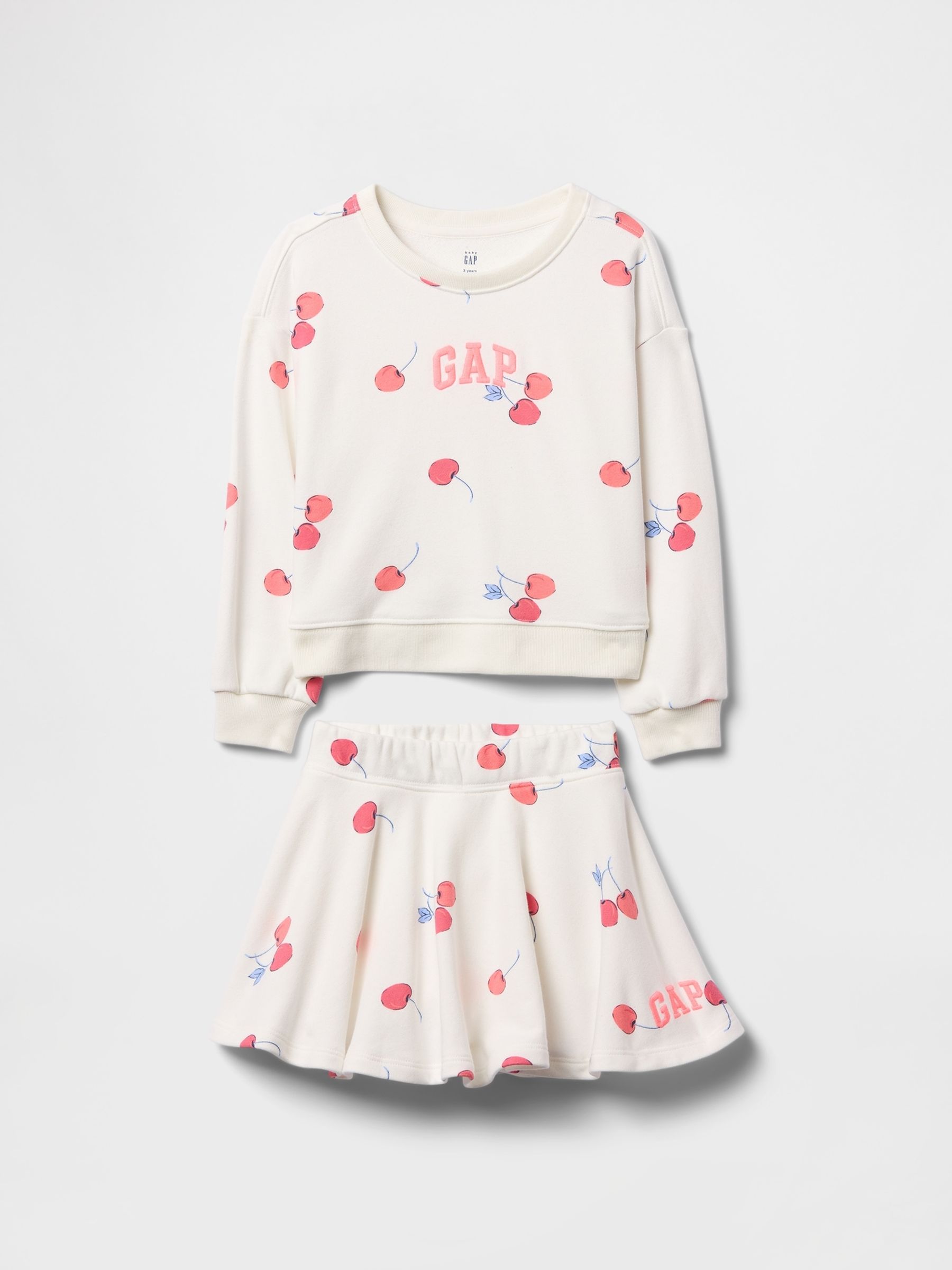 White Cherry Vintage Soft Skort & Sweatshirt Set (6mths-5yrs) - Image 1 of 2