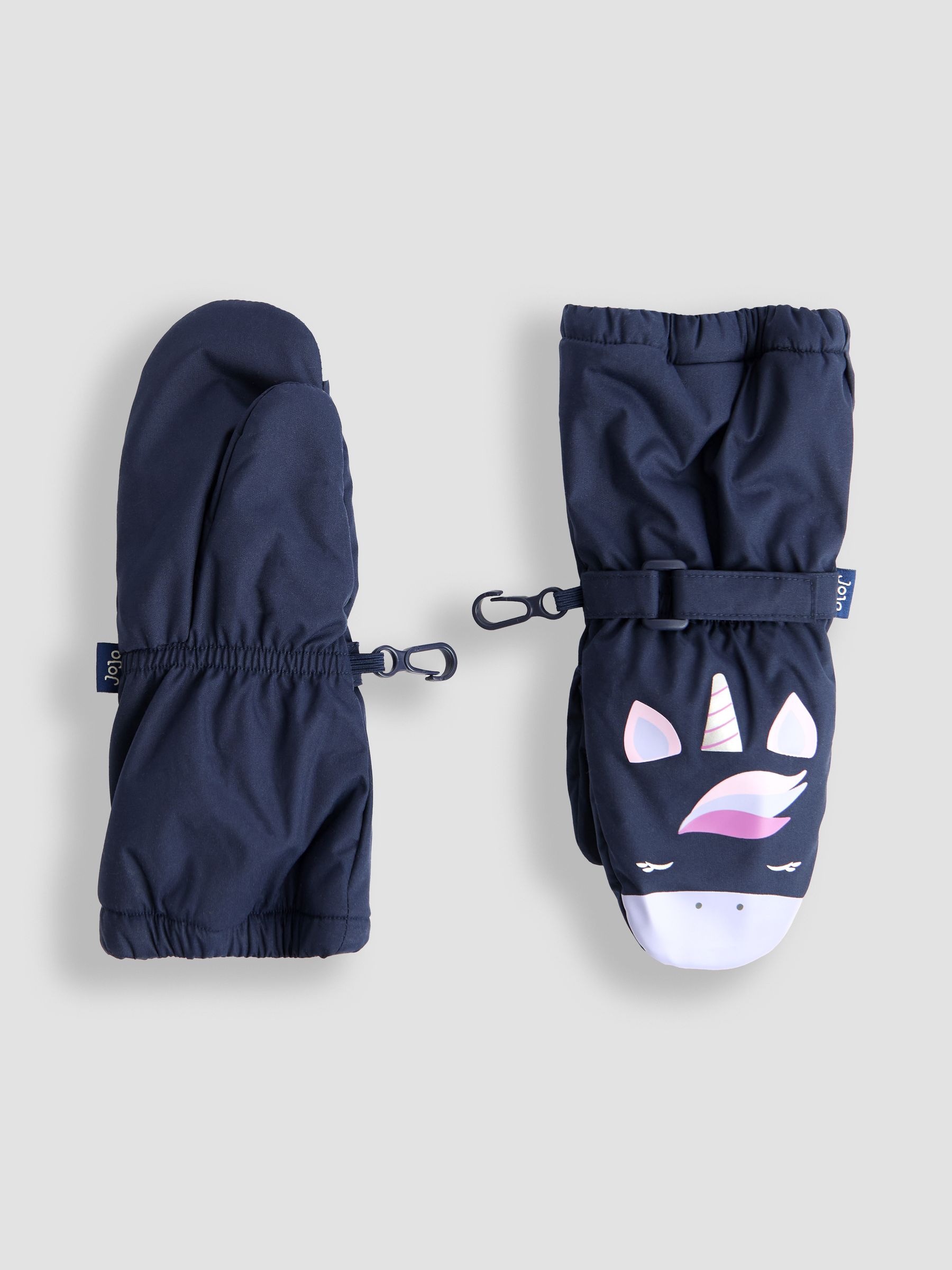 Navy Unicorn Waterproof Fleece Lined Mittens - Image 3 of 3