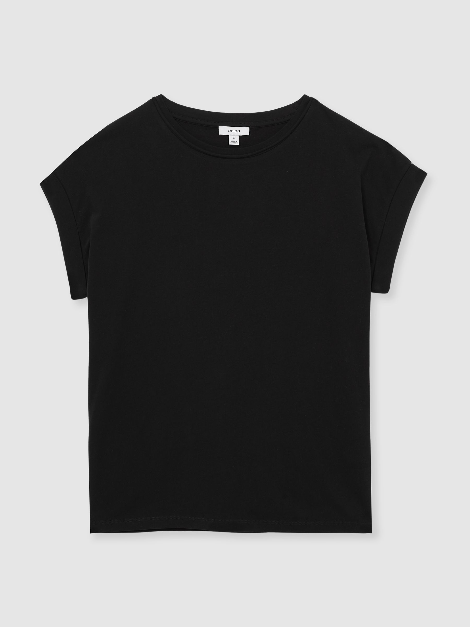 Brushed-Cotton Crew-Neck T-Shirt in Black - Image 2 of 6