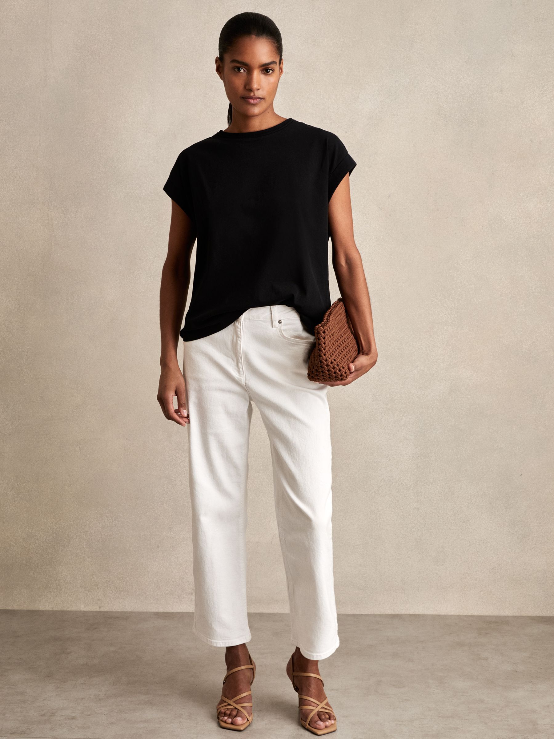 Brushed-Cotton Crew-Neck T-Shirt in Black - image 3