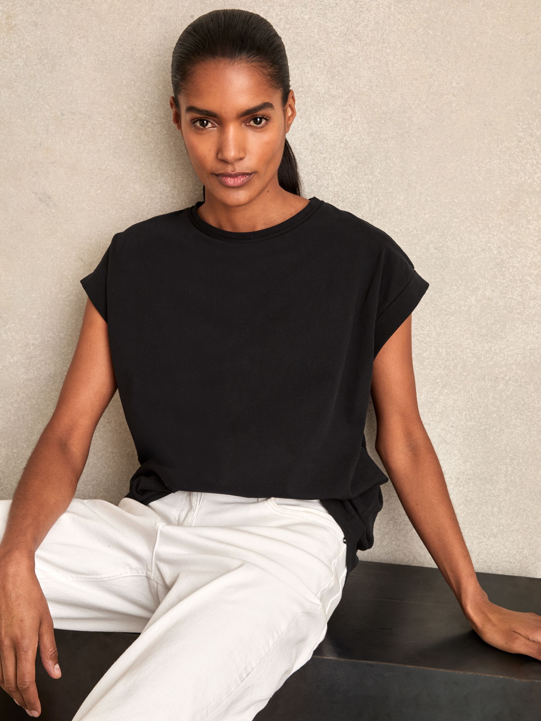 Brushed-Cotton Crew-Neck T-Shirt in Black - Image 5 of 6