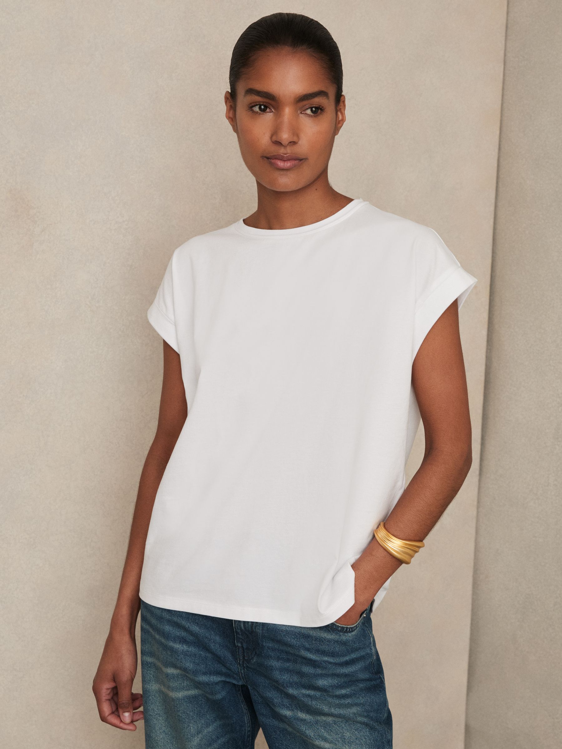 Brushed-Cotton Crew-Neck T-Shirt in White - Image 3 of 6