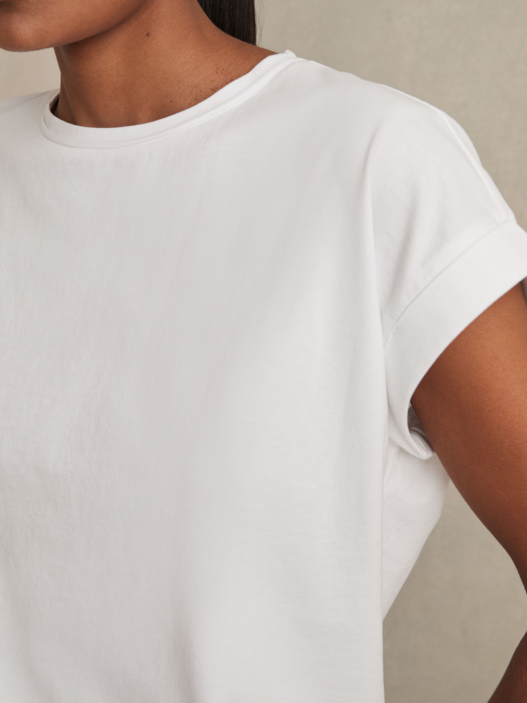 Brushed-Cotton Crew-Neck T-Shirt in White - image 4
