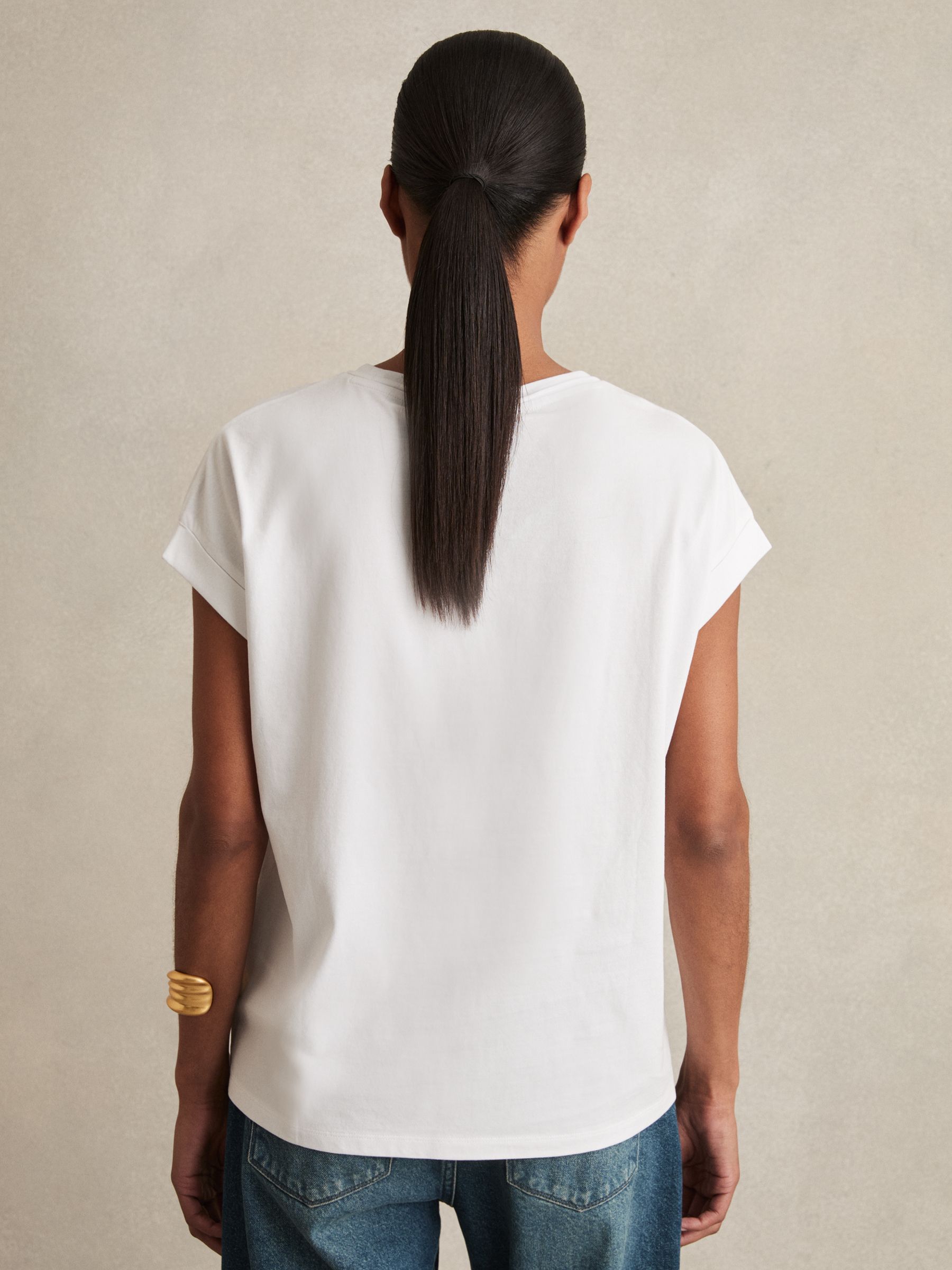 Brushed-Cotton Crew-Neck T-Shirt in White - Image 5 of 6
