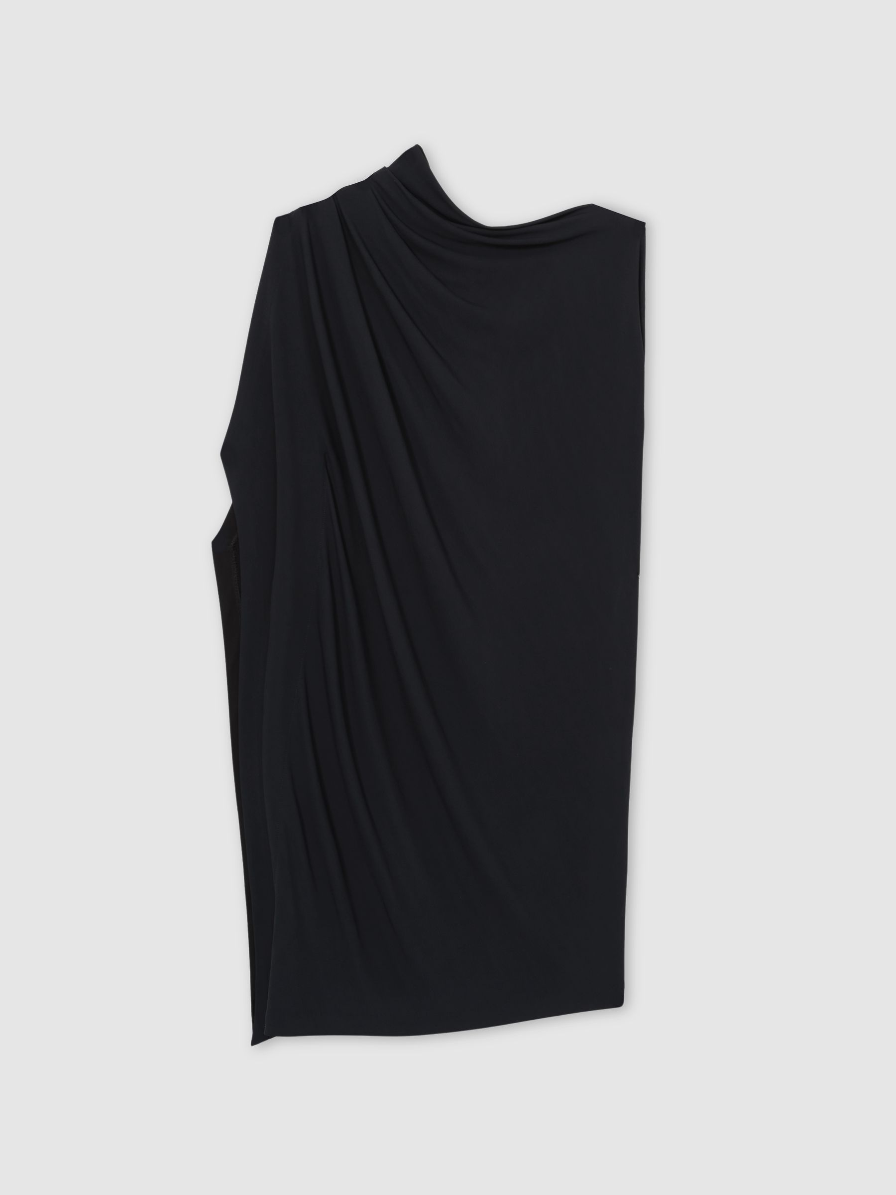 Asymmetric Draped Jersey Dress in Navy/Black - Image 2 of 6