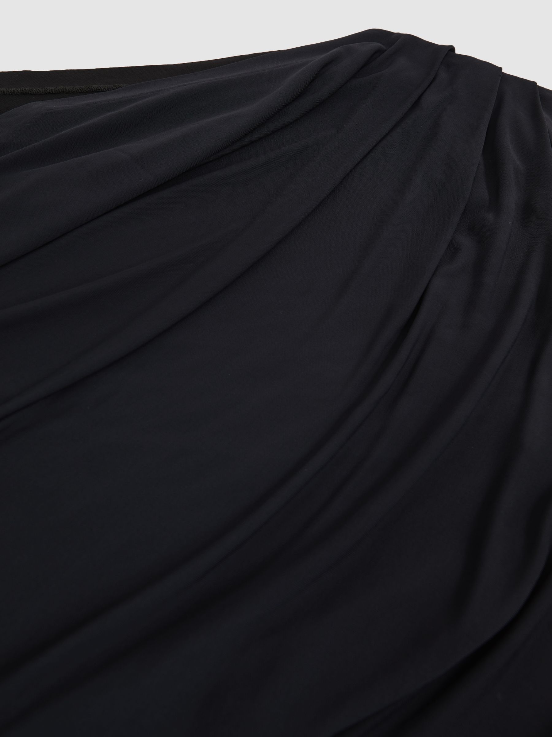 Asymmetric Draped Jersey Dress in Navy/Black - Image 6 of 6