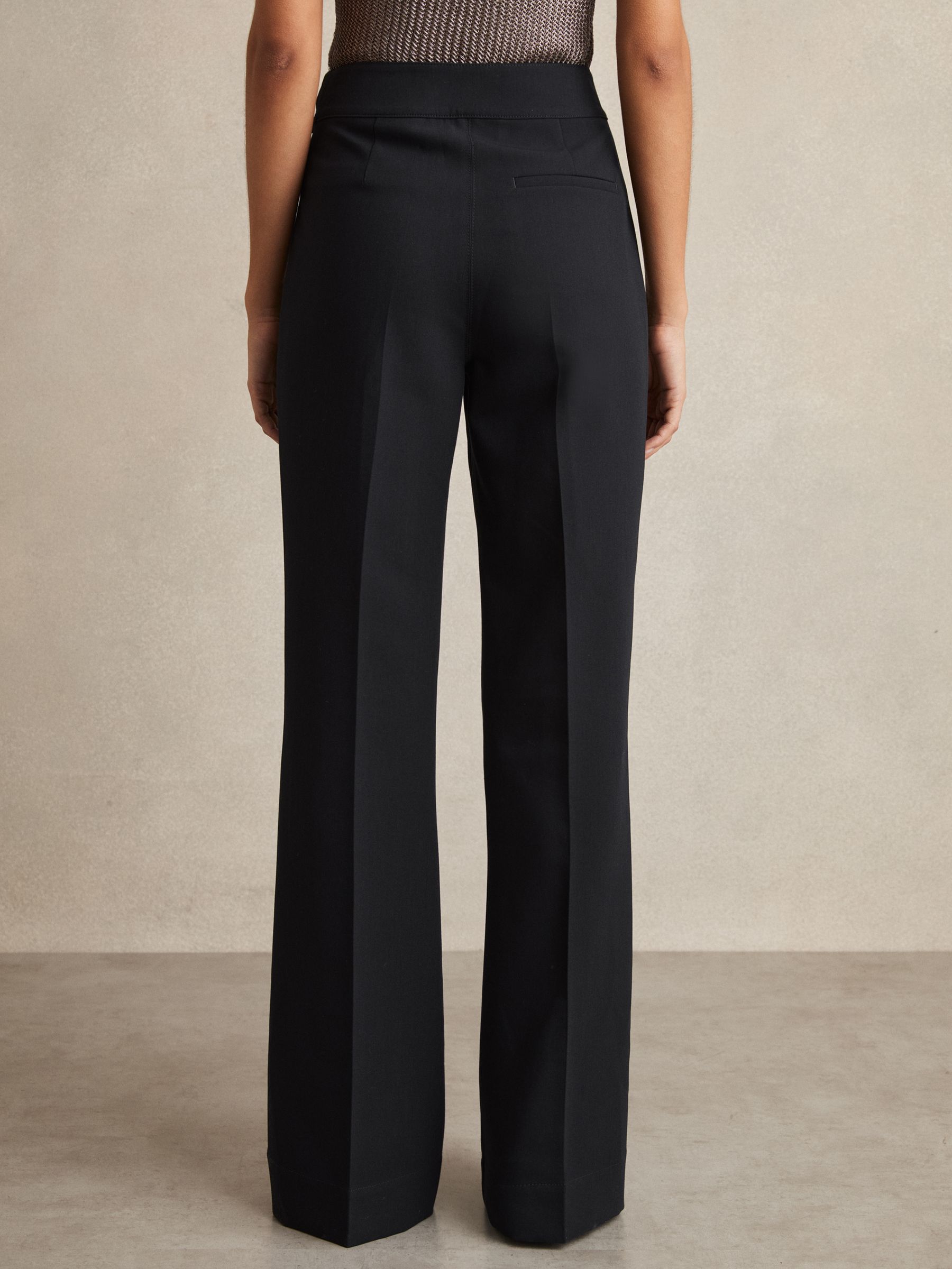 Petite Button-Detail Wide-Leg Trousers in Navy - Image 5 of 7