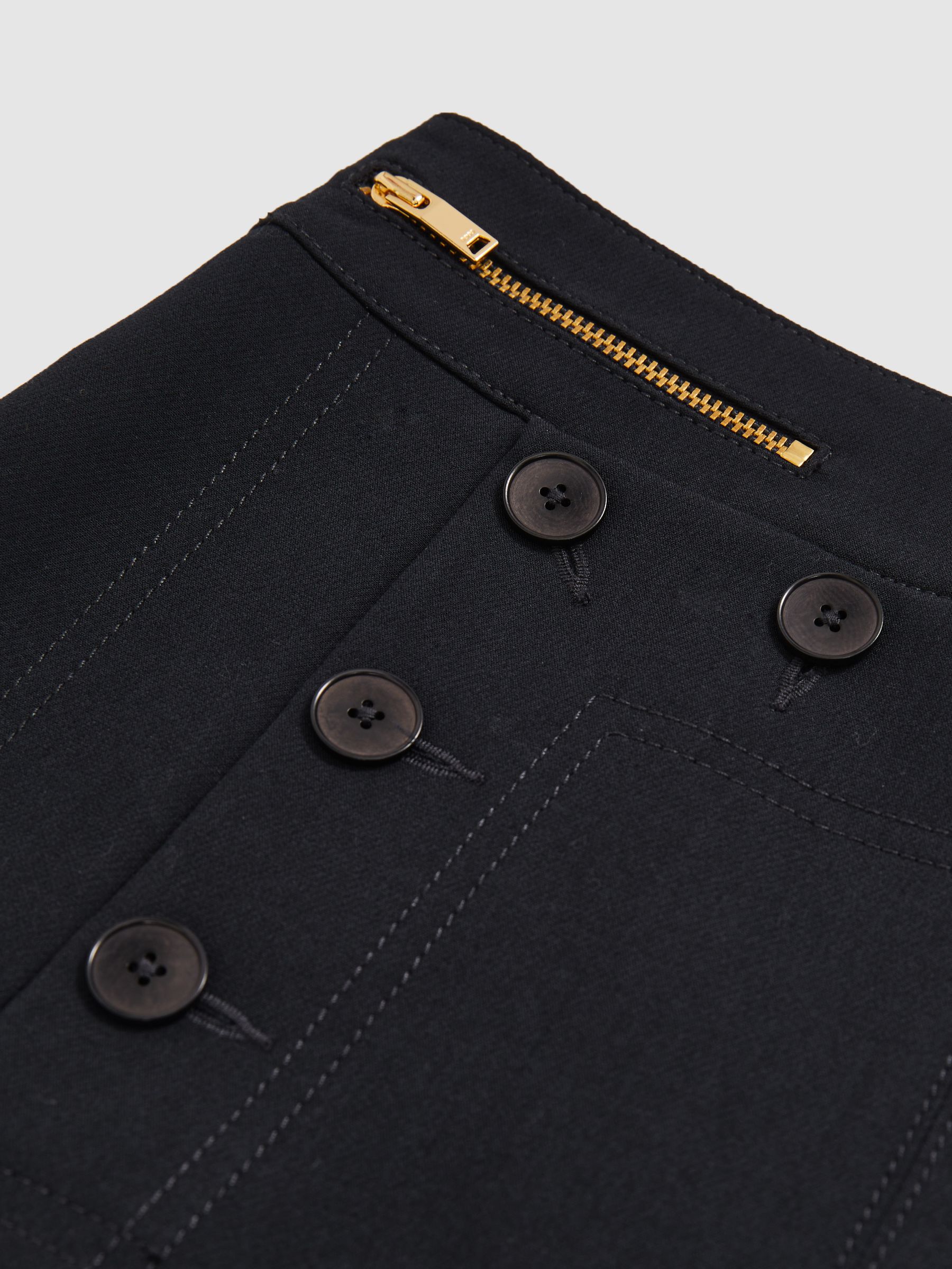 Petite Button-Detail Wide-Leg Trousers in Navy - Image 6 of 7