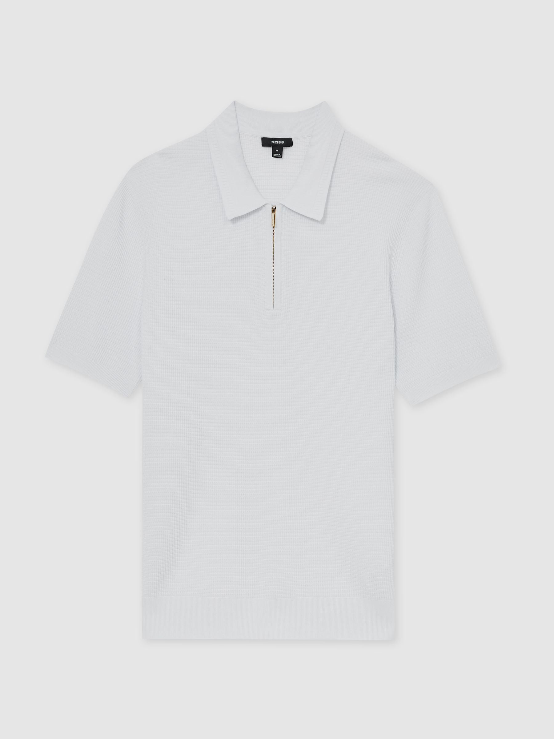 Textured Half-Zip Polo Shirt in White - Image 2 of 5