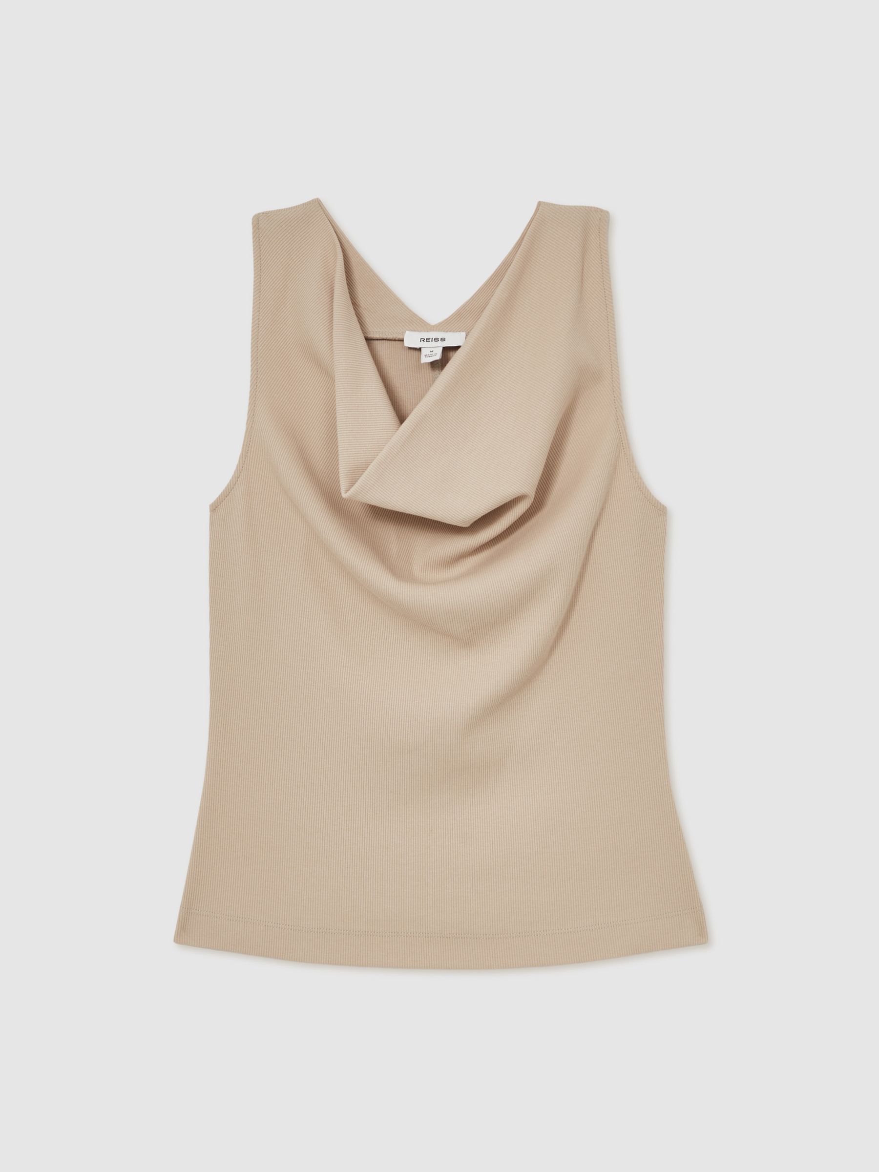 Ribbed Cowl-Neck Vest in Camel - Image 2 of 6