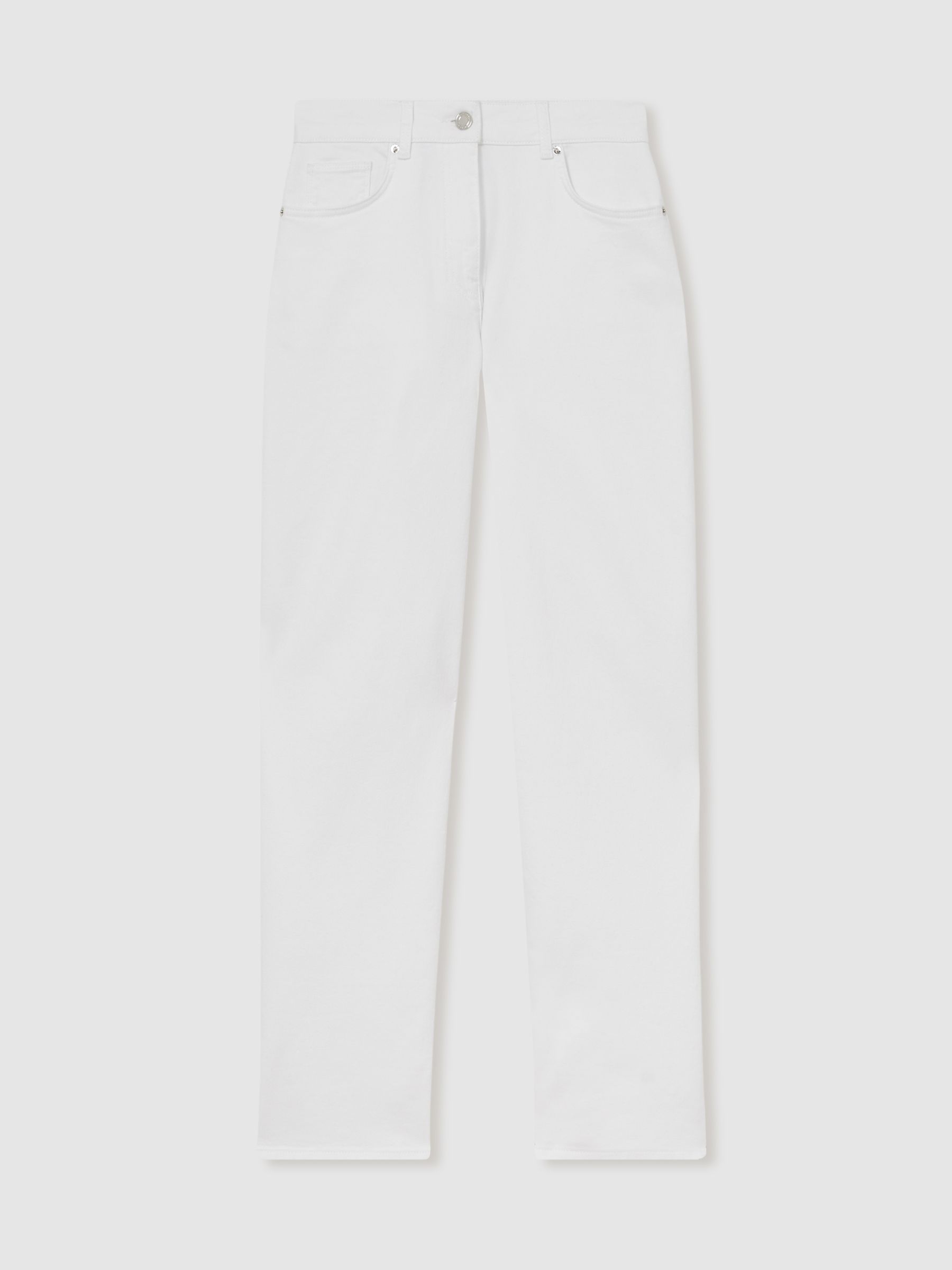 Petite Straight Leg Turn Up Jeans in White - Image 2 of 7