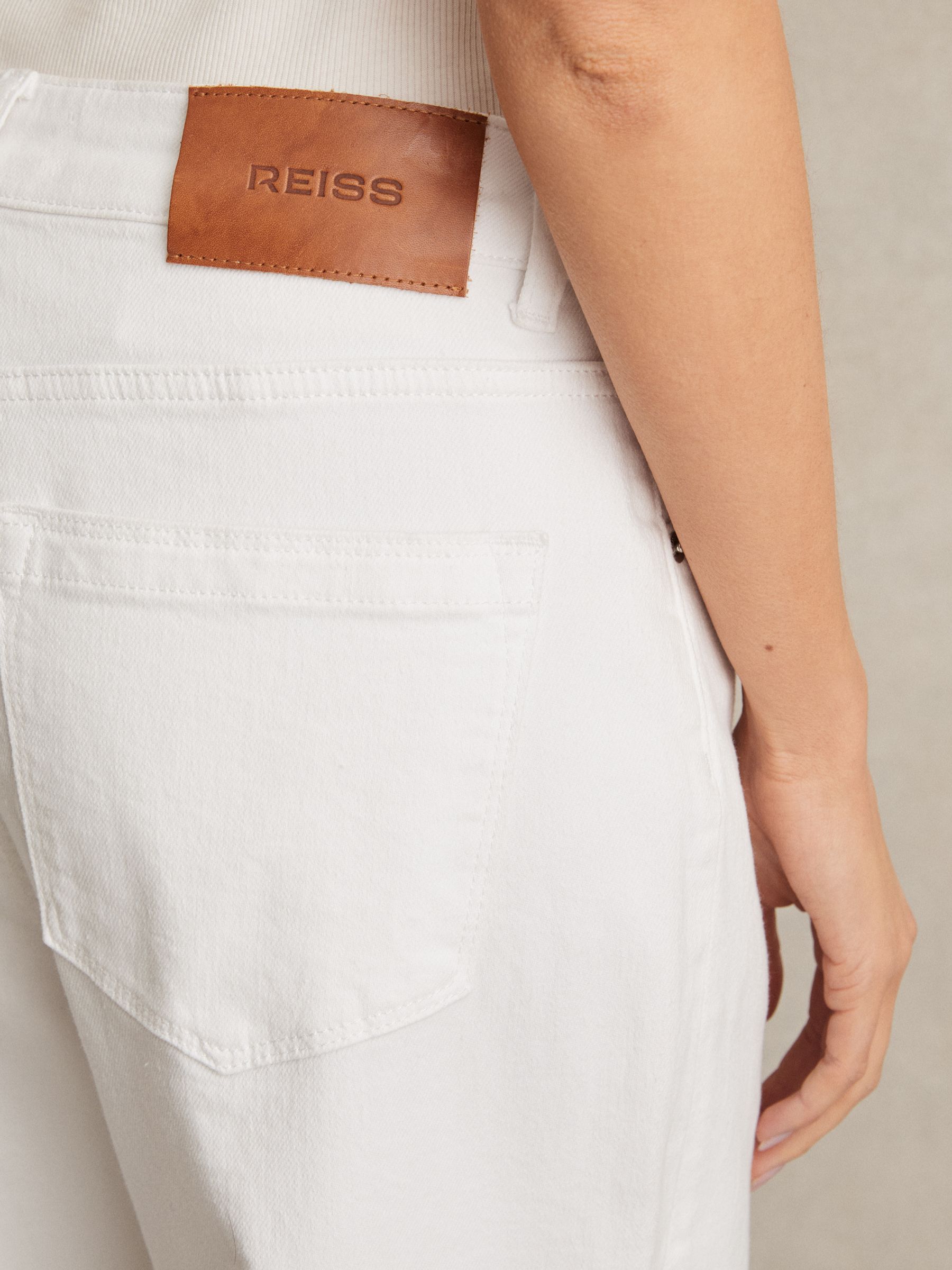 Petite Straight Leg Turn Up Jeans in White - Image 4 of 7