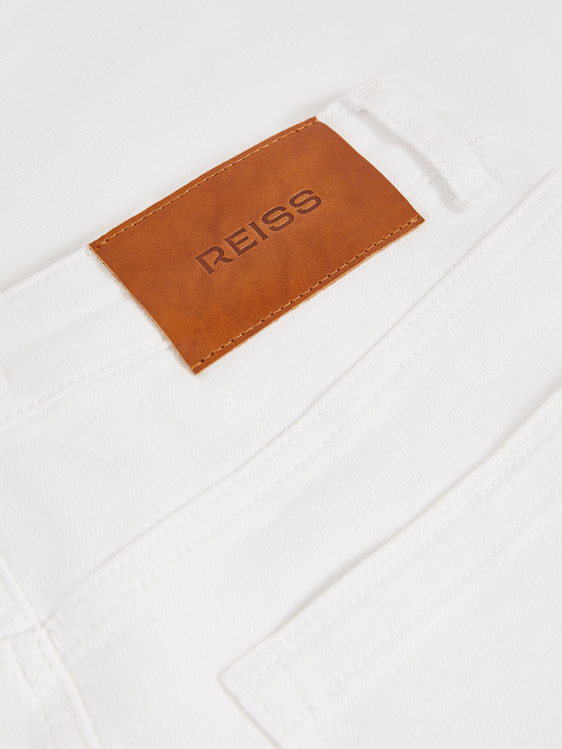 Petite Straight Leg Turn Up Jeans in White - Image 6 of 7