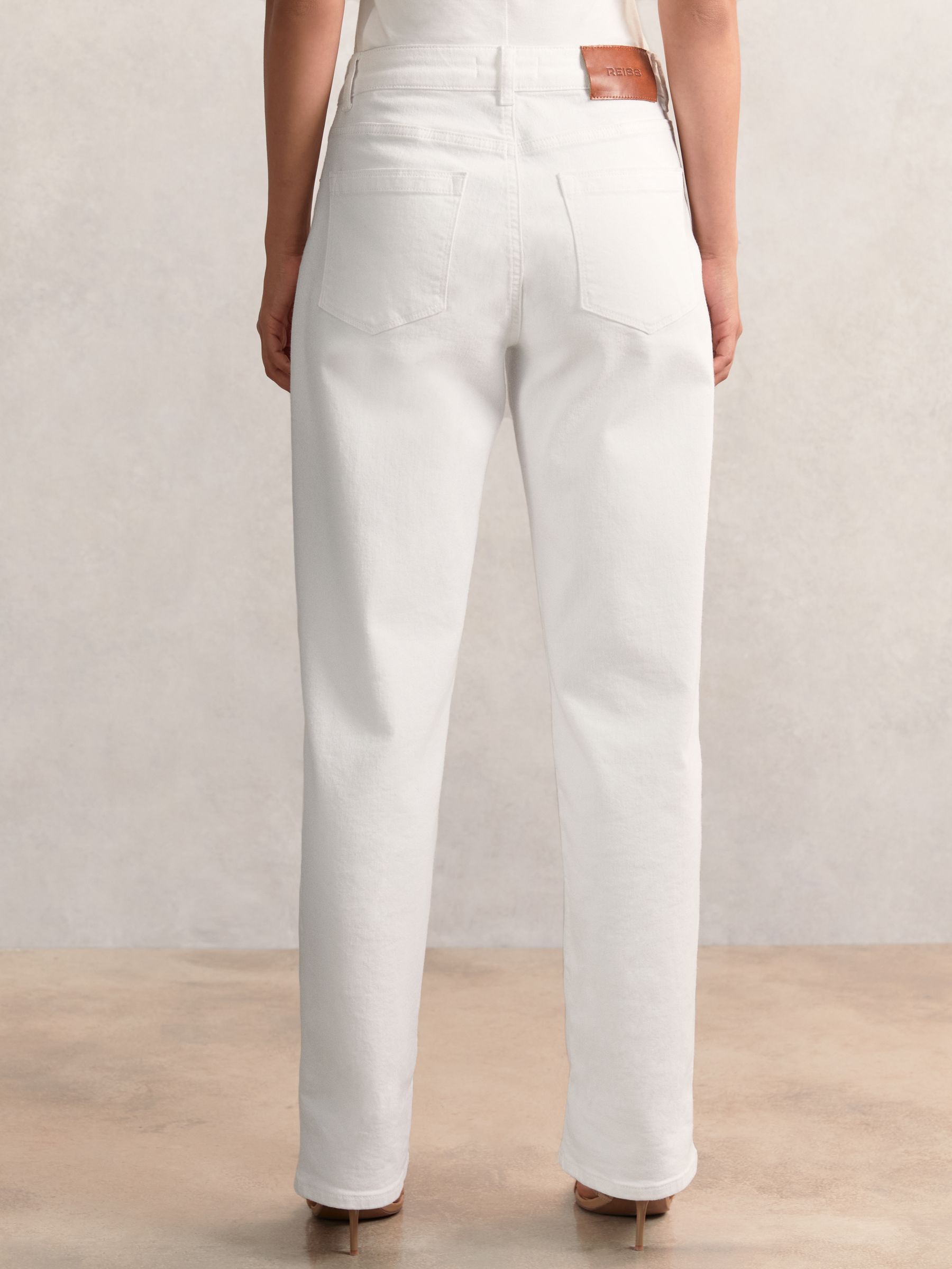 Straight Leg Turn Up Jeans in White - image 4