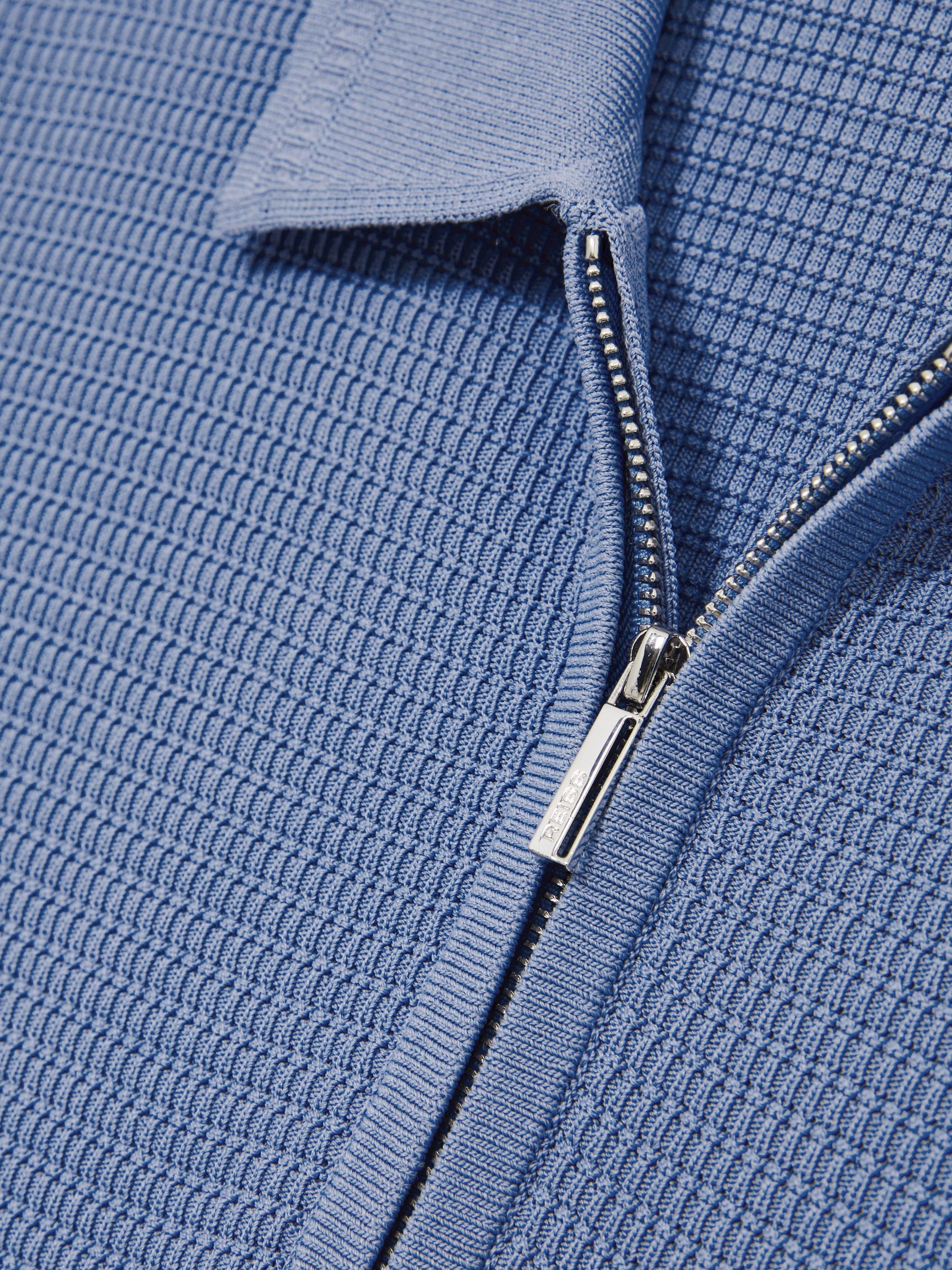 Textured Half-Zip Polo Shirt in Blue - image 5