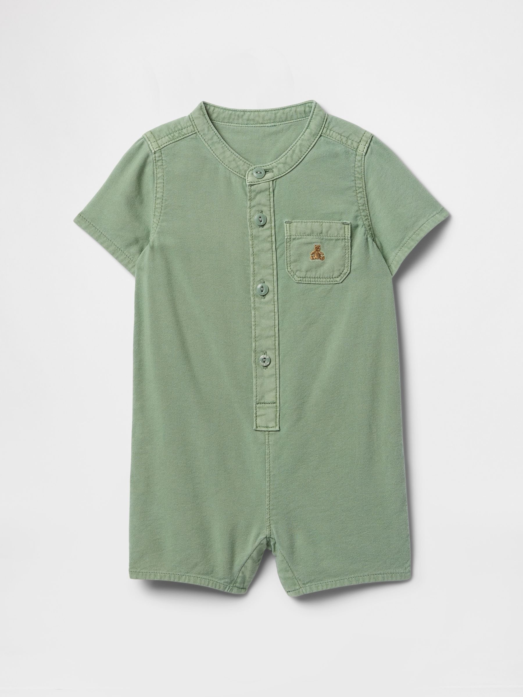 Green Pocket Romper (Newborn-24mths) - Image 1 of 2