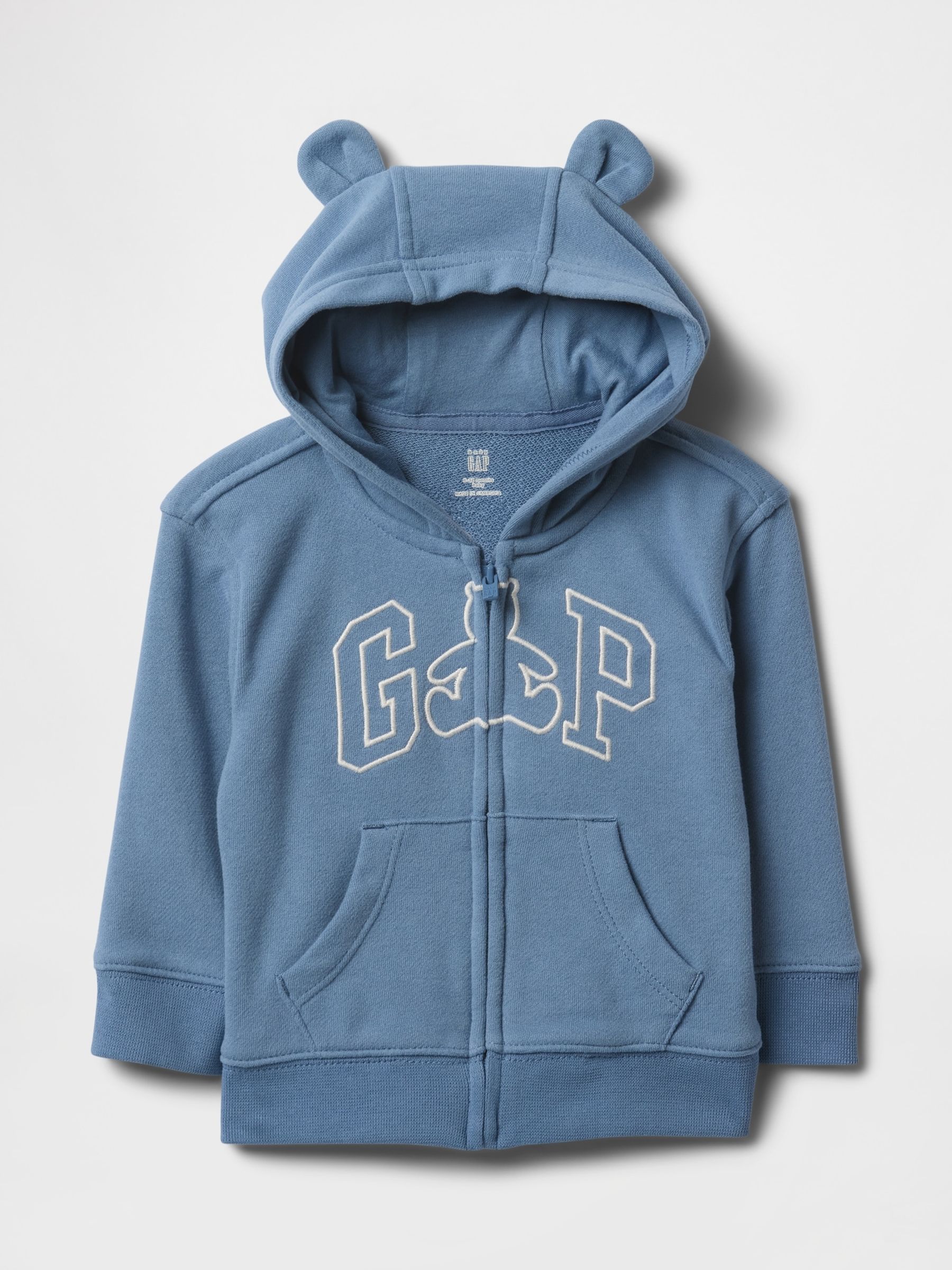 Blue Vintage Soft Bear Logo Zip Hoodie (Newborn-24mths) - Image 1 of 2