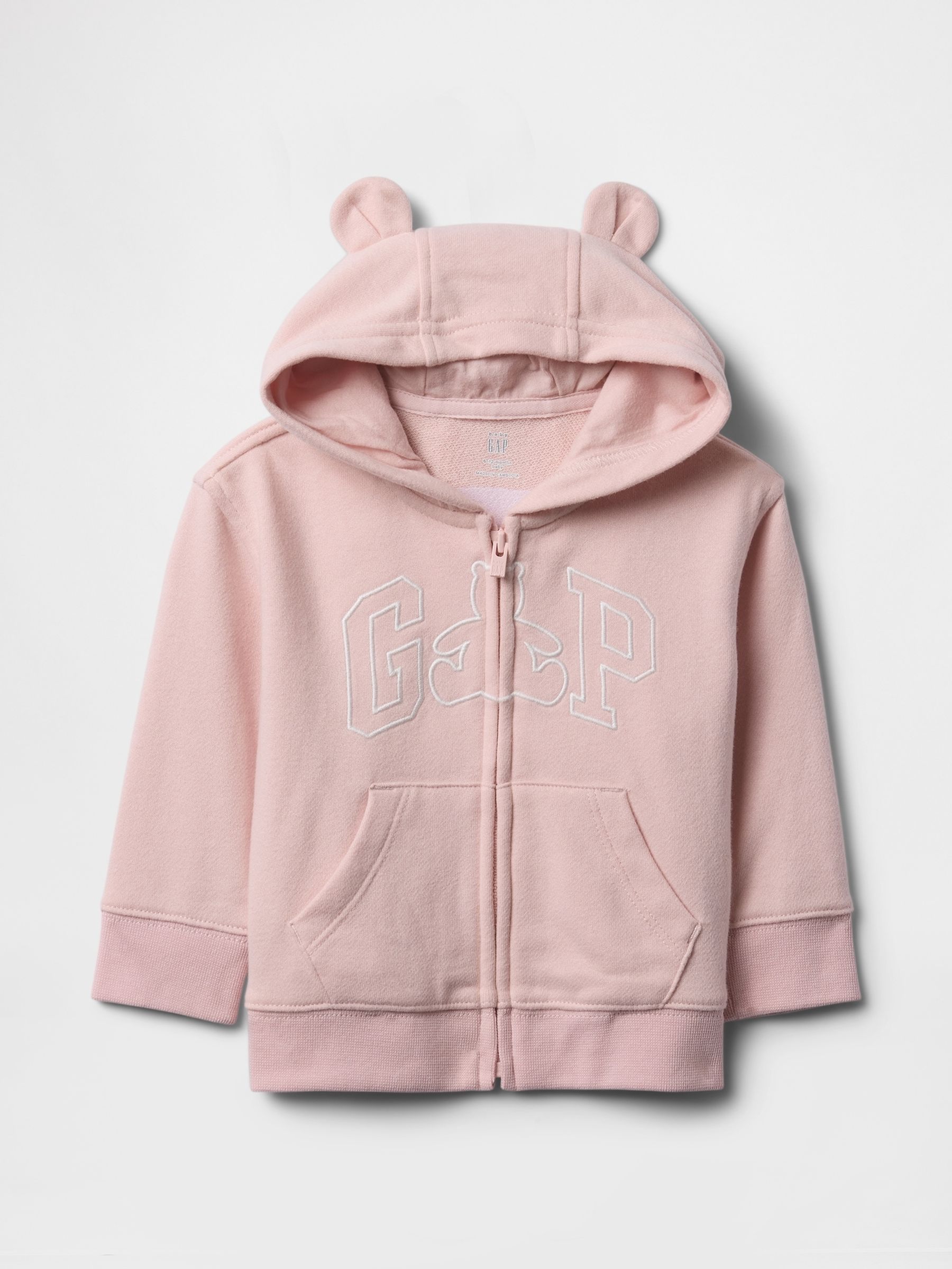 Pink Vintage Soft Bear Logo Zip Hoodie (Newborn-24mths) - Image 1 of 2