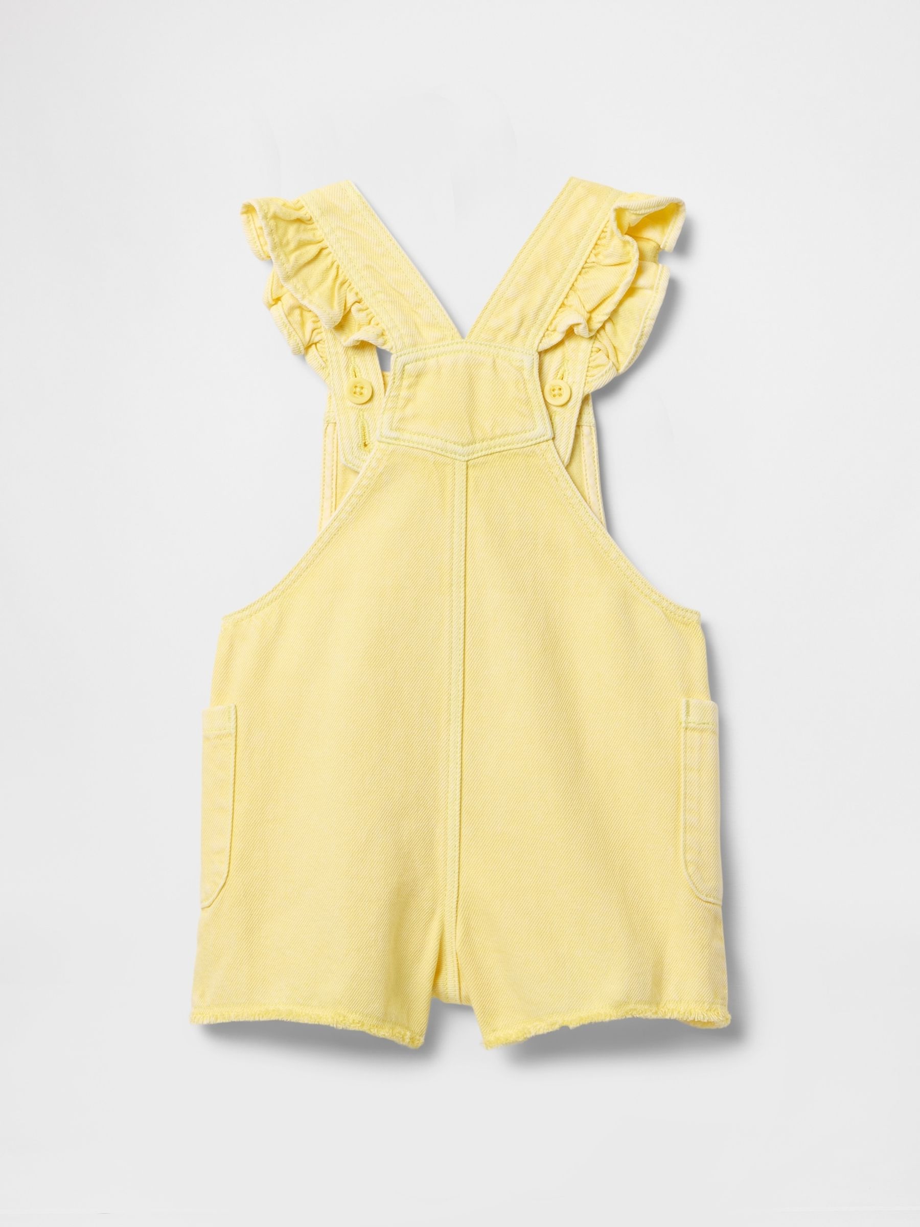 Yellow UltraSoft Ruffle Denim Dungarees (6mths-5yrs) - Image 3 of 4