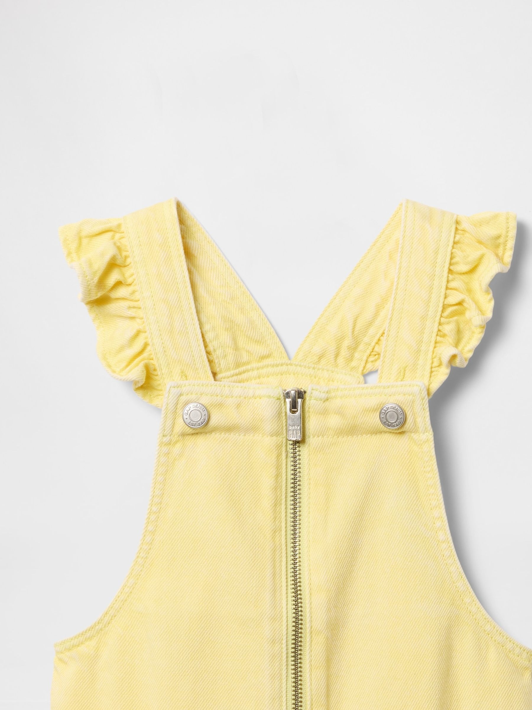 Yellow UltraSoft Ruffle Denim Dungarees (6mths-5yrs) - Image 4 of 4