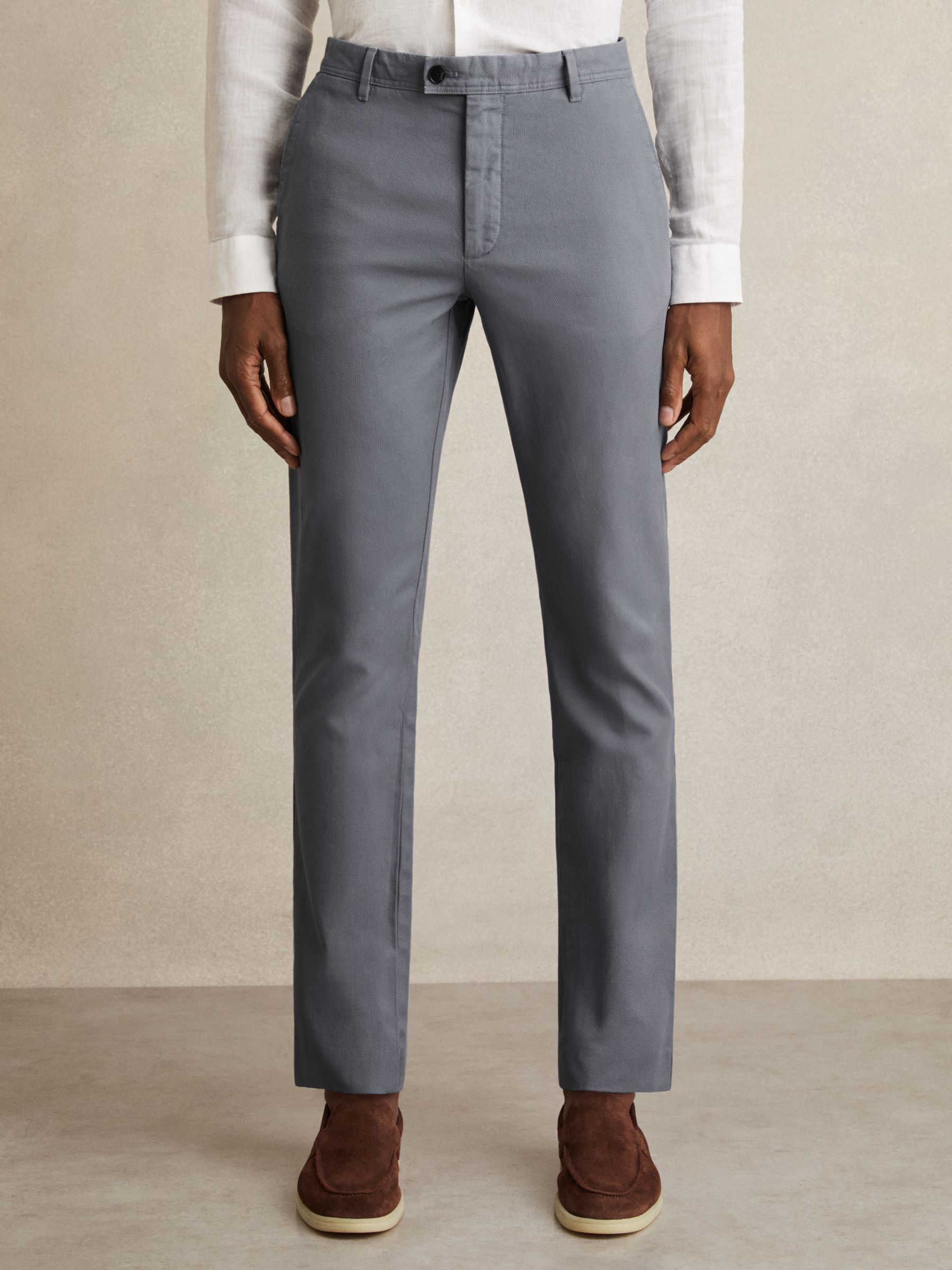 Cotton-Piqué Slim-Fit Chinos in Airforce Blue - Image 3 of 6