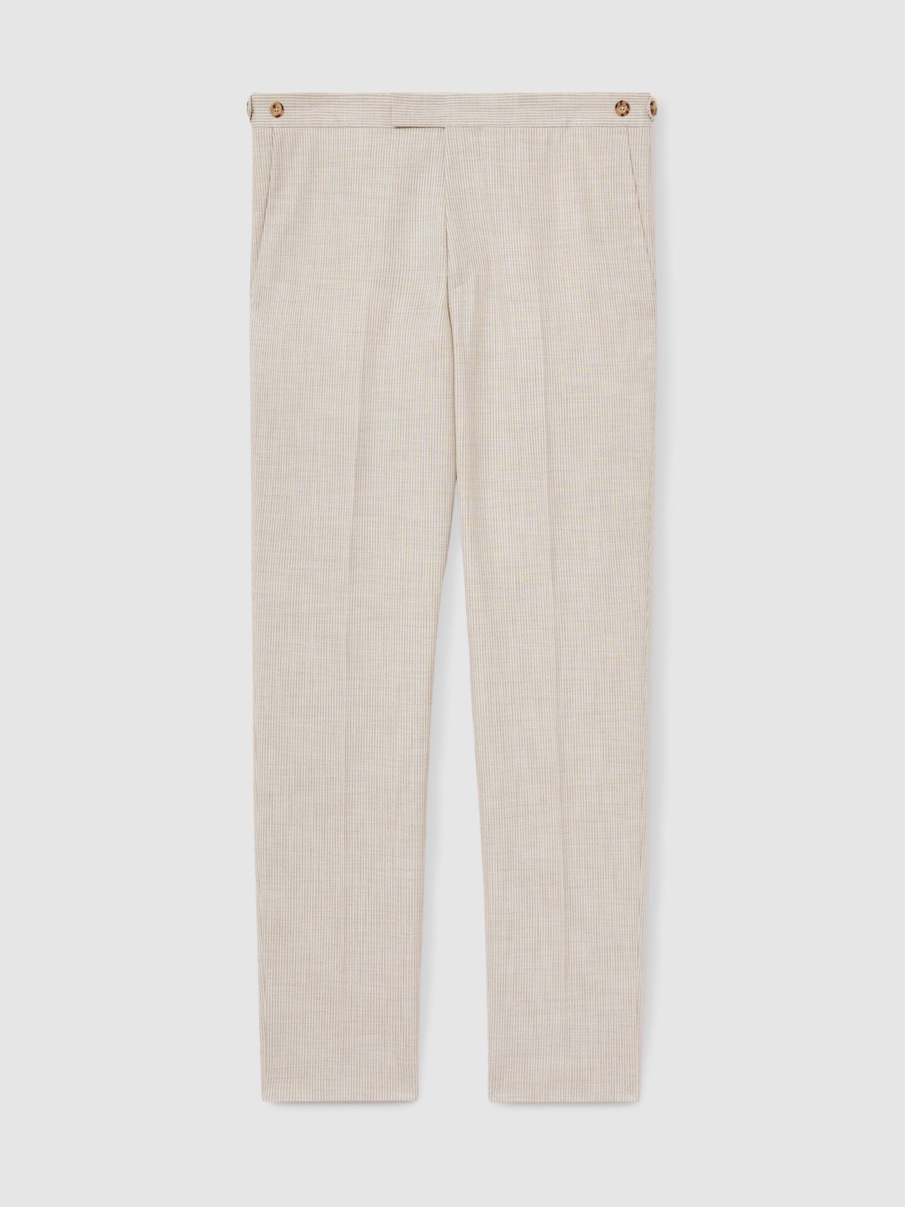 Slim-Fit Pinstripe Suit Trousers in Oatmeal/White - Image 2 of 7
