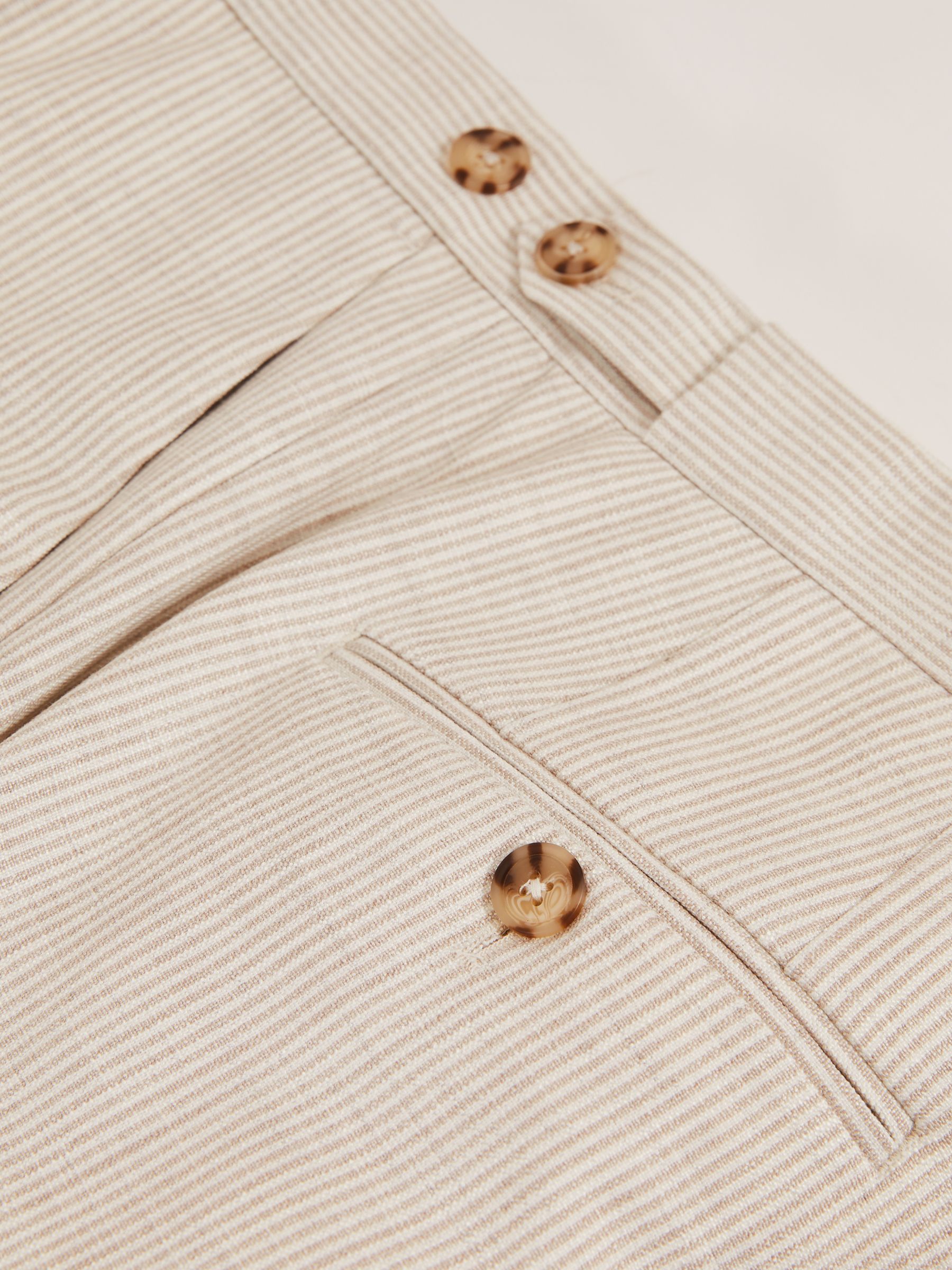 Slim-Fit Pinstripe Suit Trousers in Oatmeal/White - Image 7 of 7
