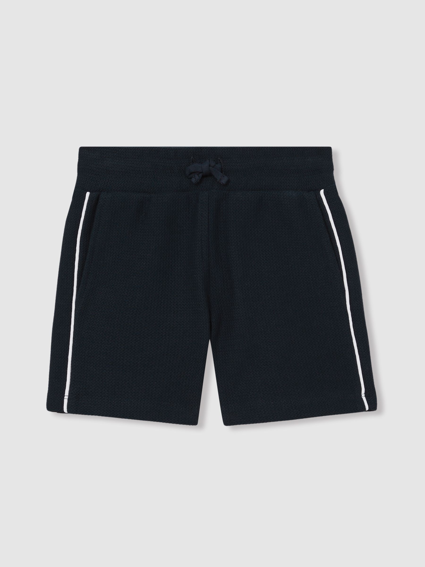 13-14 yrs Cotton Textured Piped Shorts in Navy - Image 1 of 4